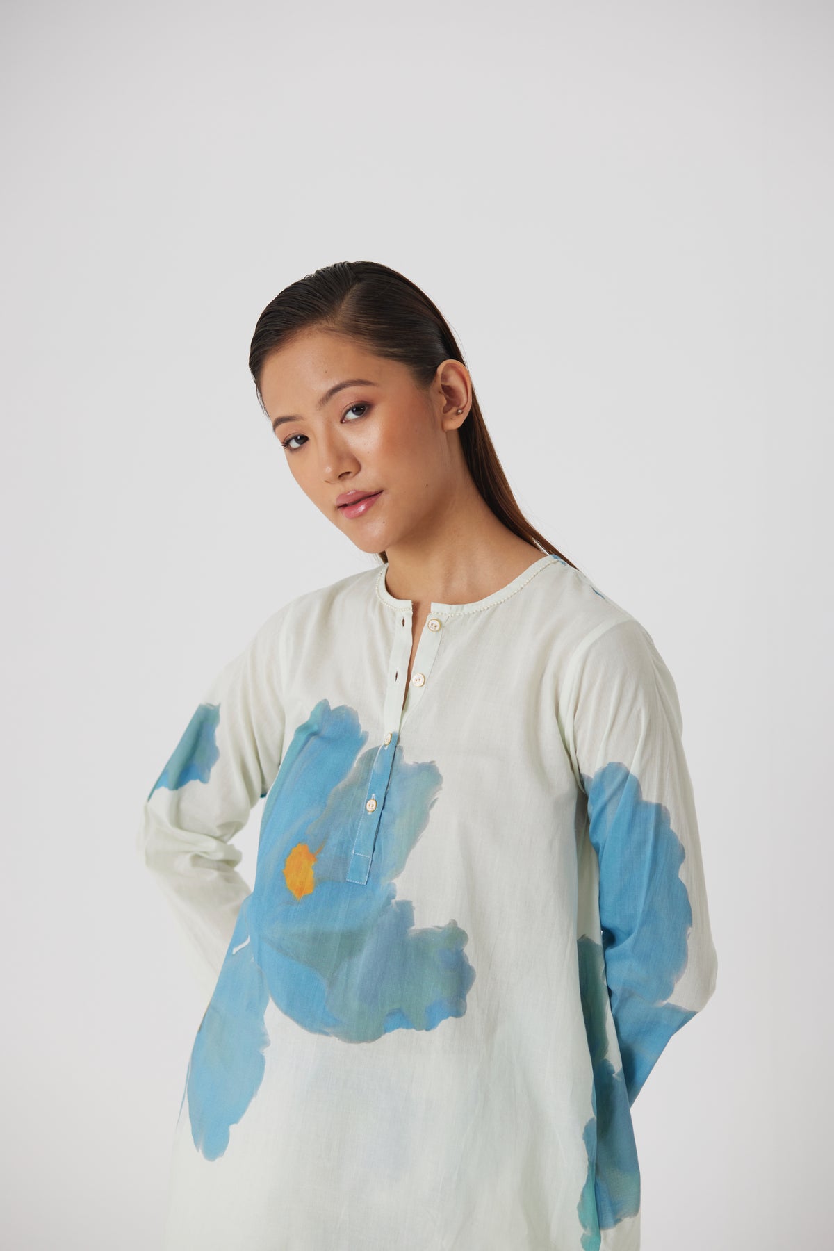 Blue Poppies Short Kurta Set