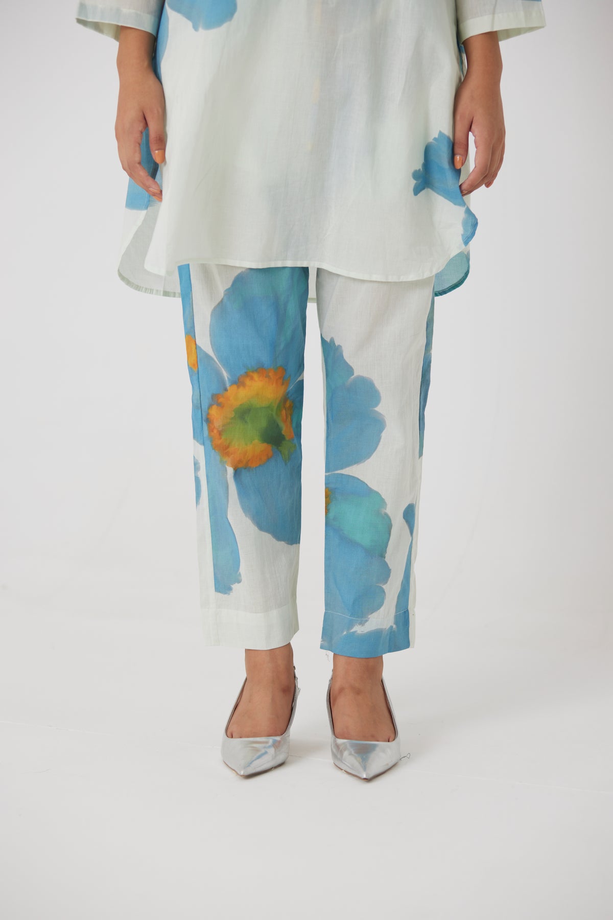 Blue Poppies Short Kurta Set
