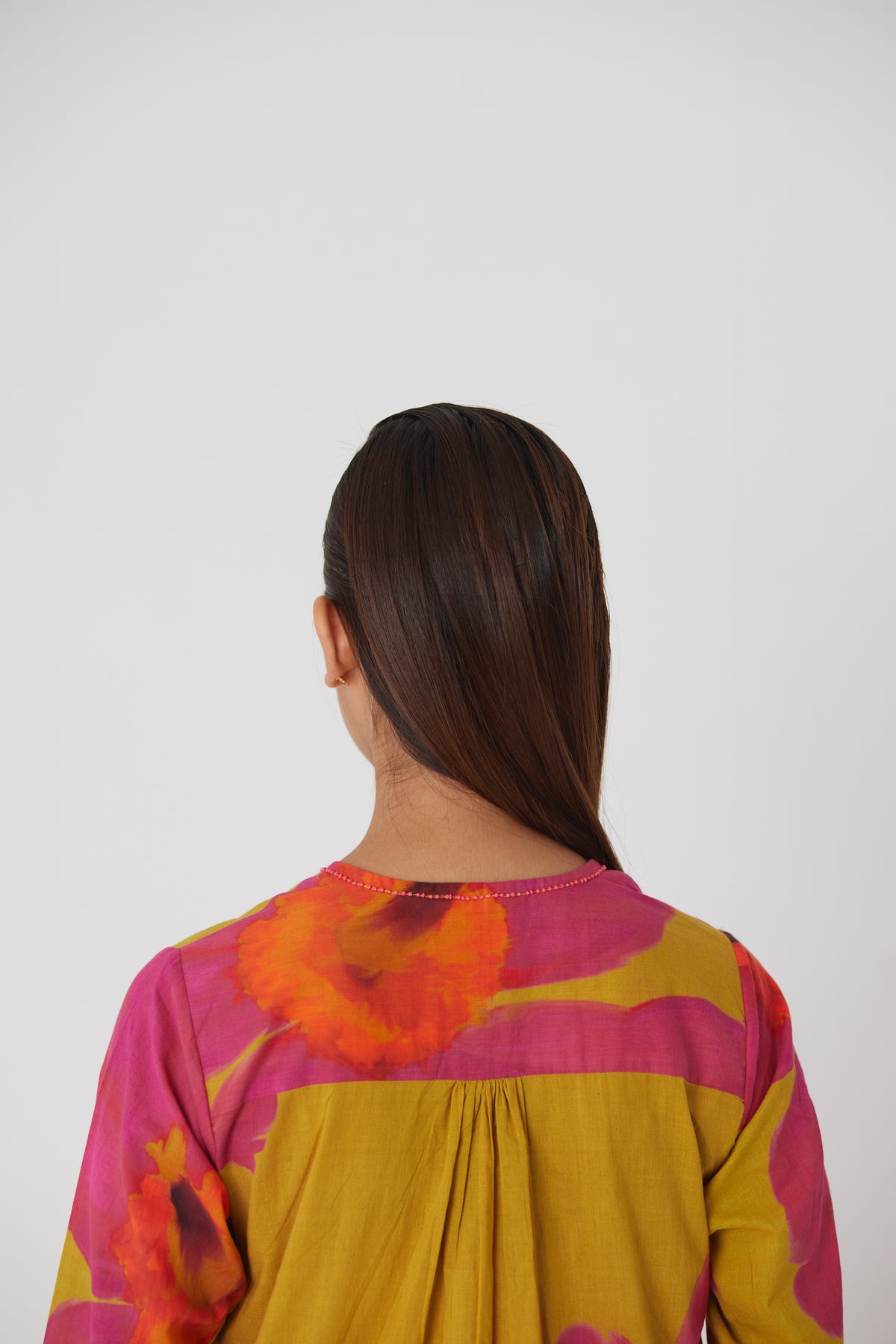 Pink Mustard Poppies Kurta Set