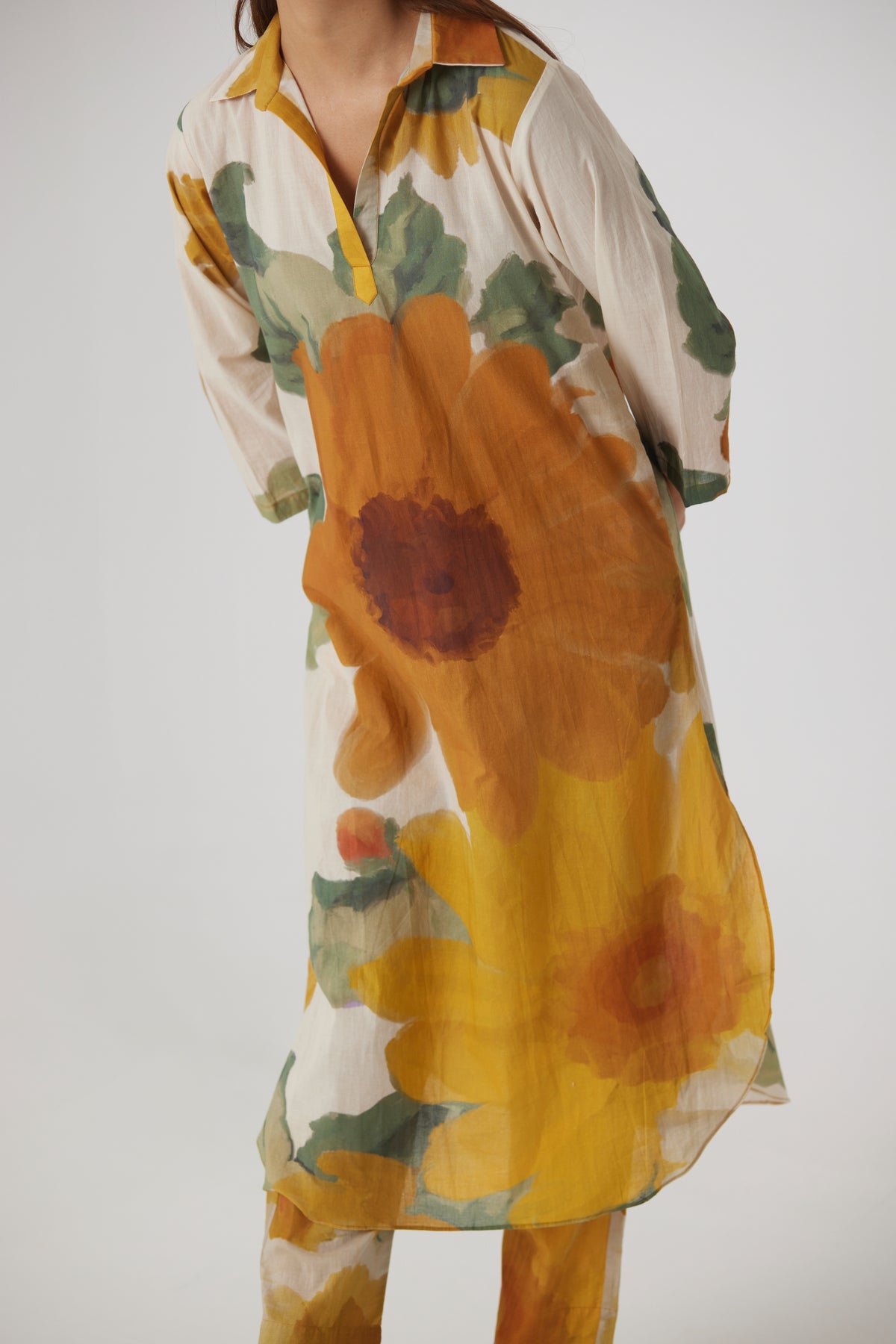 Mimosa Long Cotton Kurta Set
