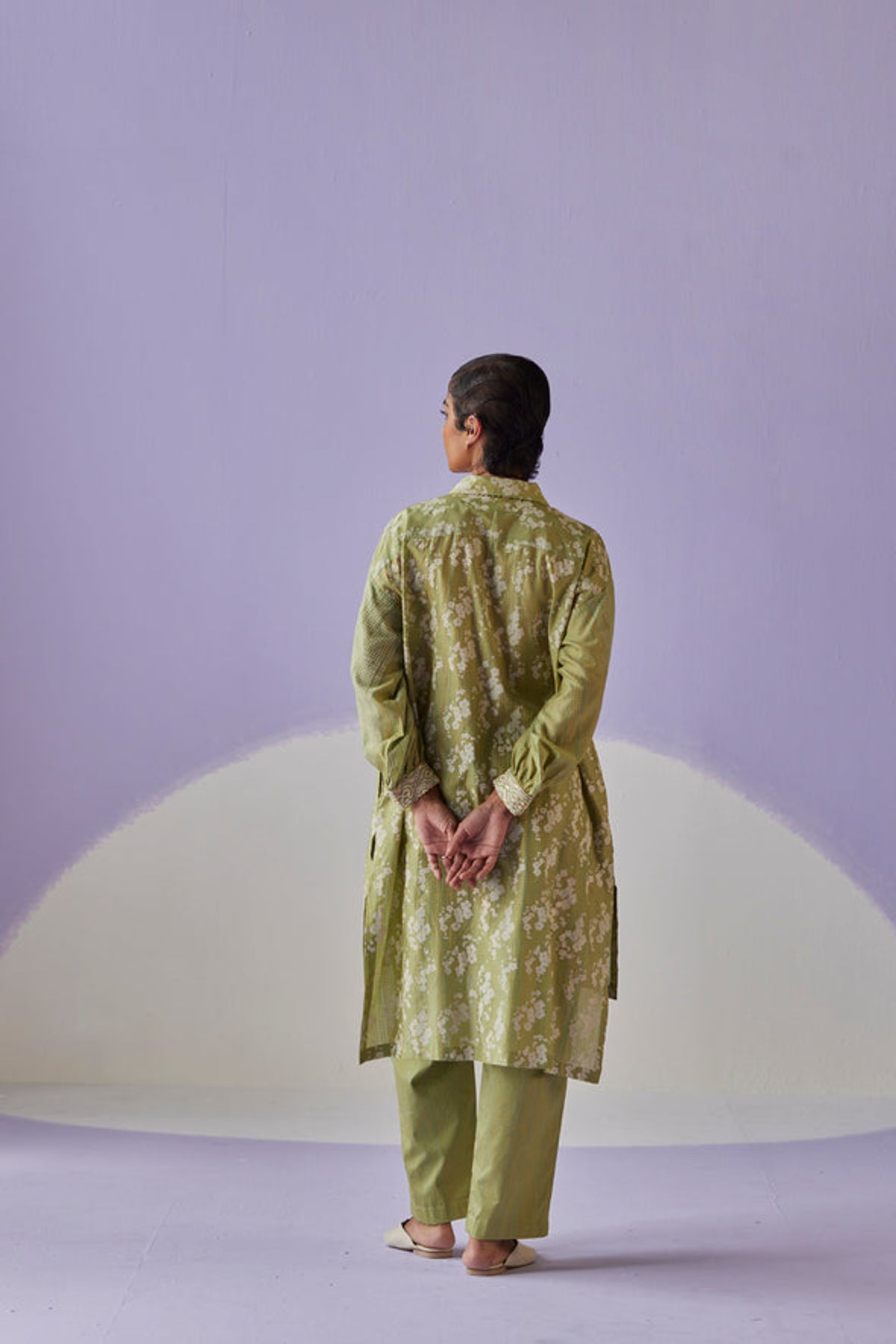 Green Block Printed Tunic Set