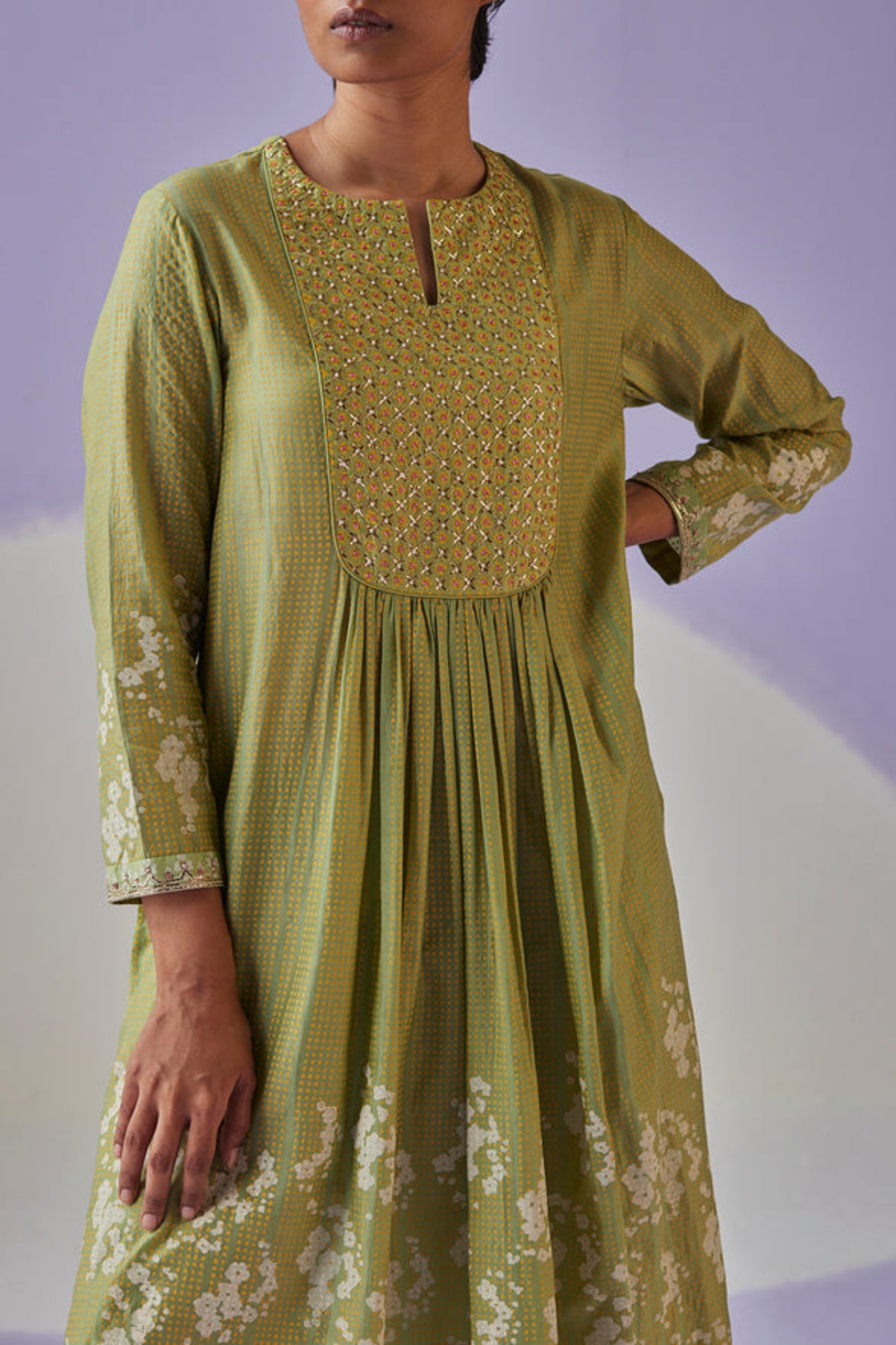 Green Yoke Kurta Set