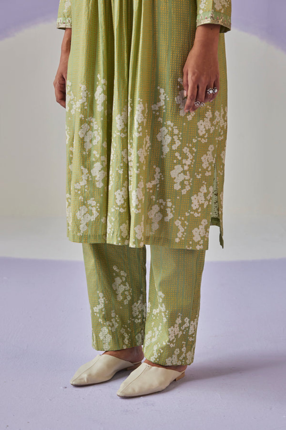 Green Yoke Kurta Set