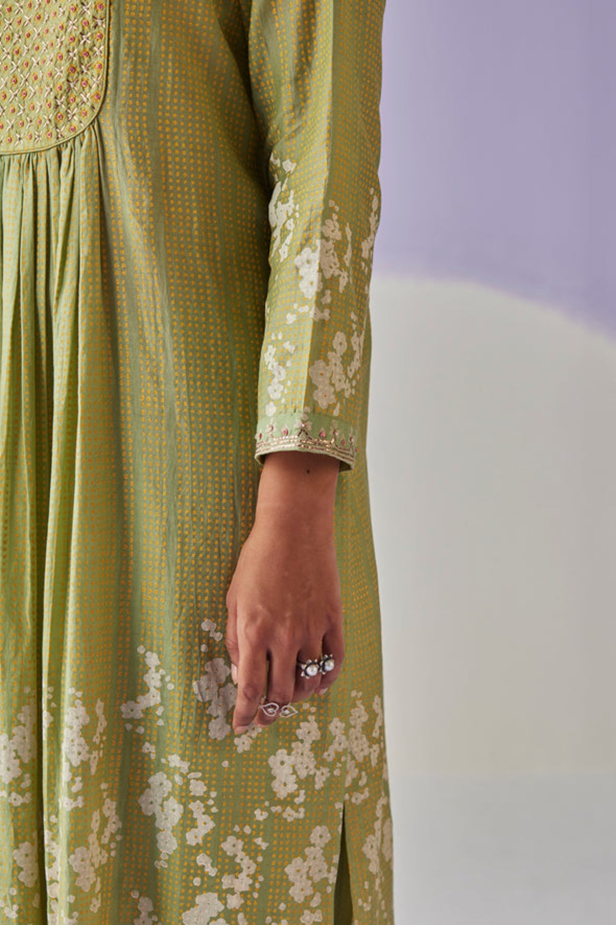 Green Yoke Kurta Set