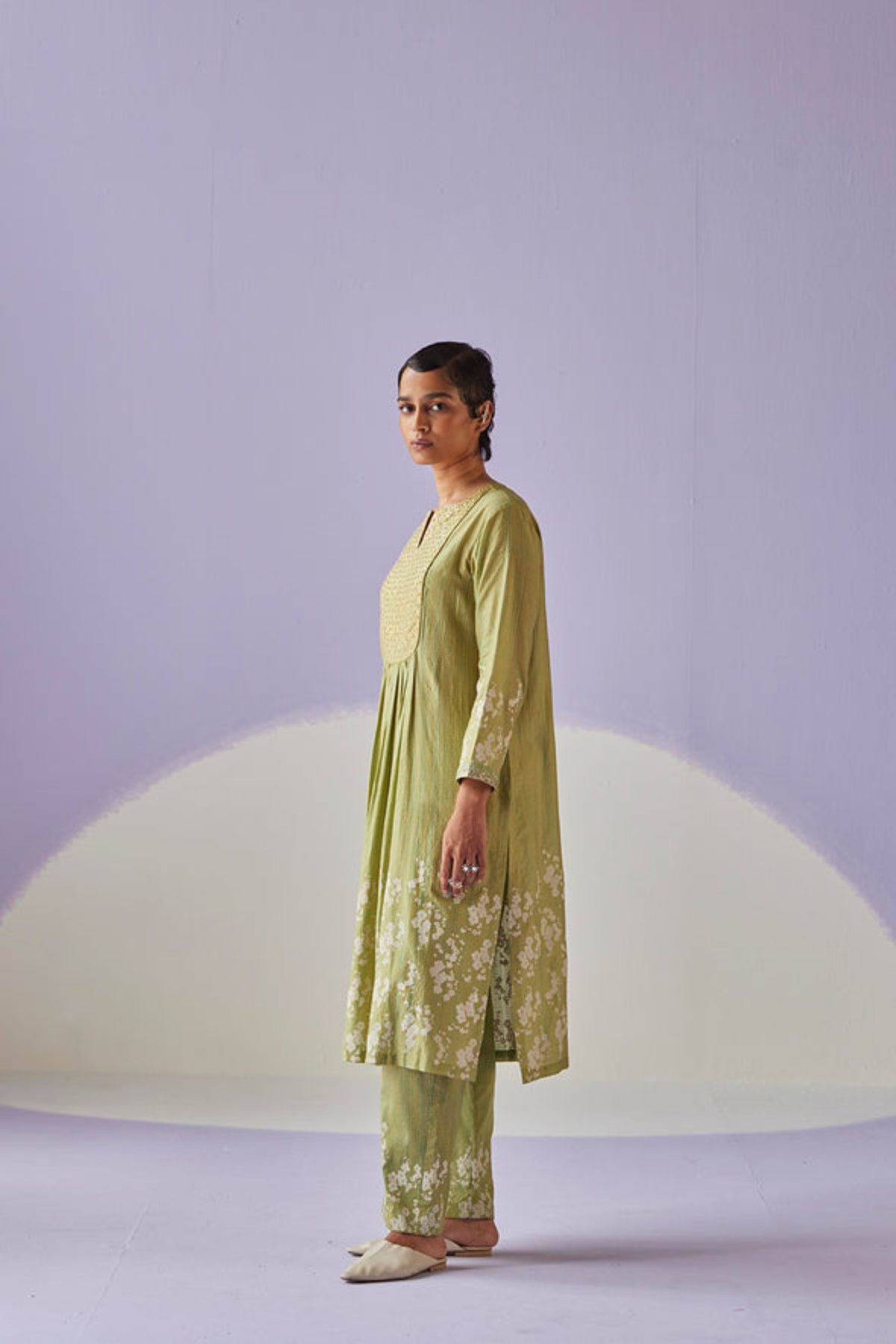 Green Yoke Kurta Set