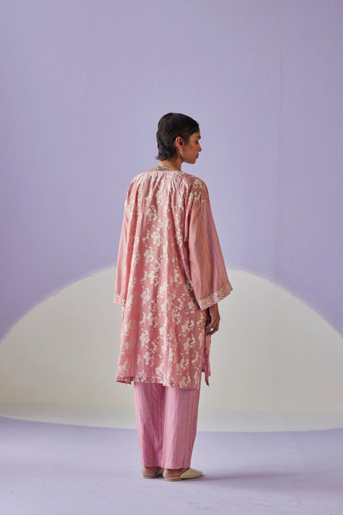 Pink Block Printed Kurta Set