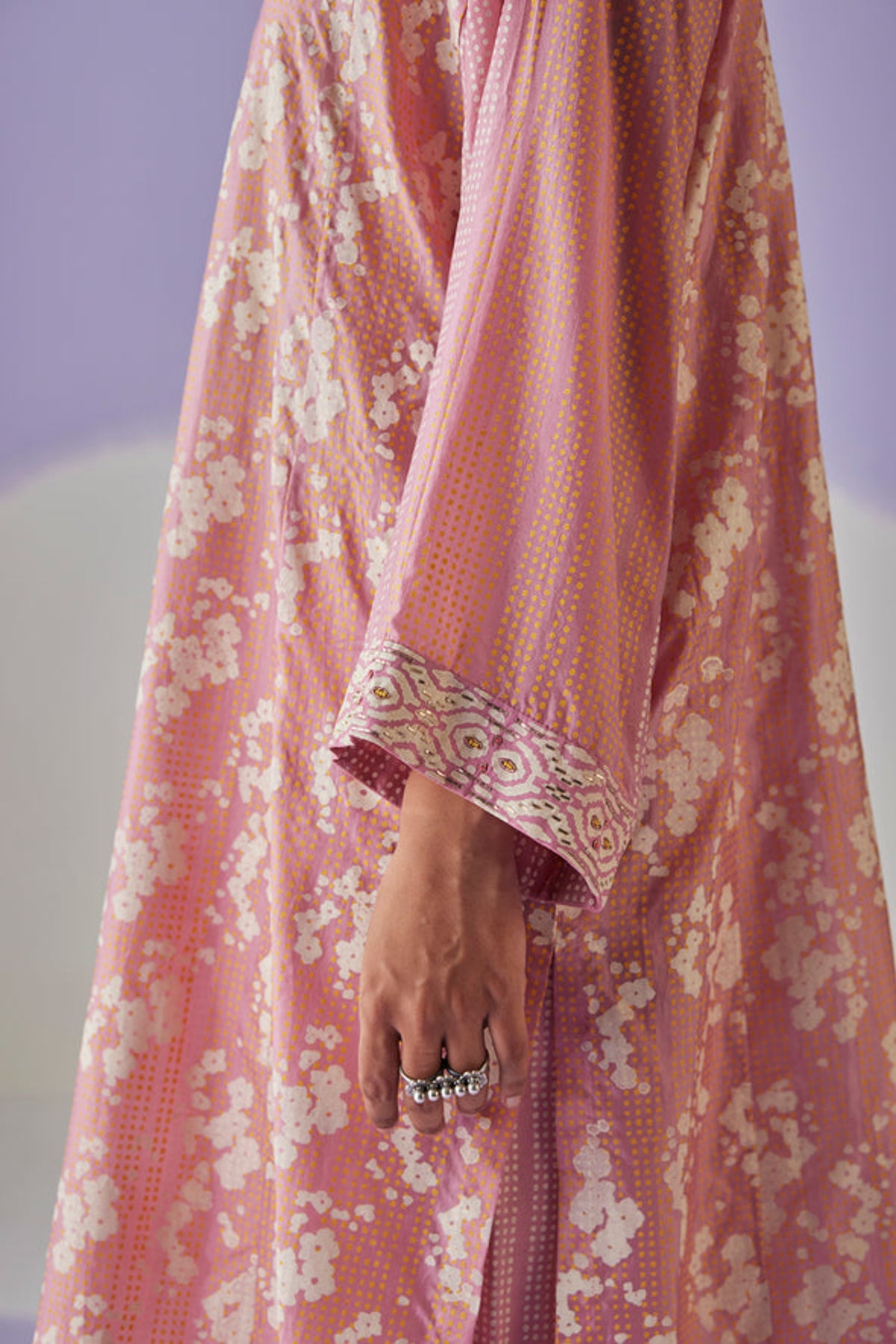 Pink Block Printed Kurta Set