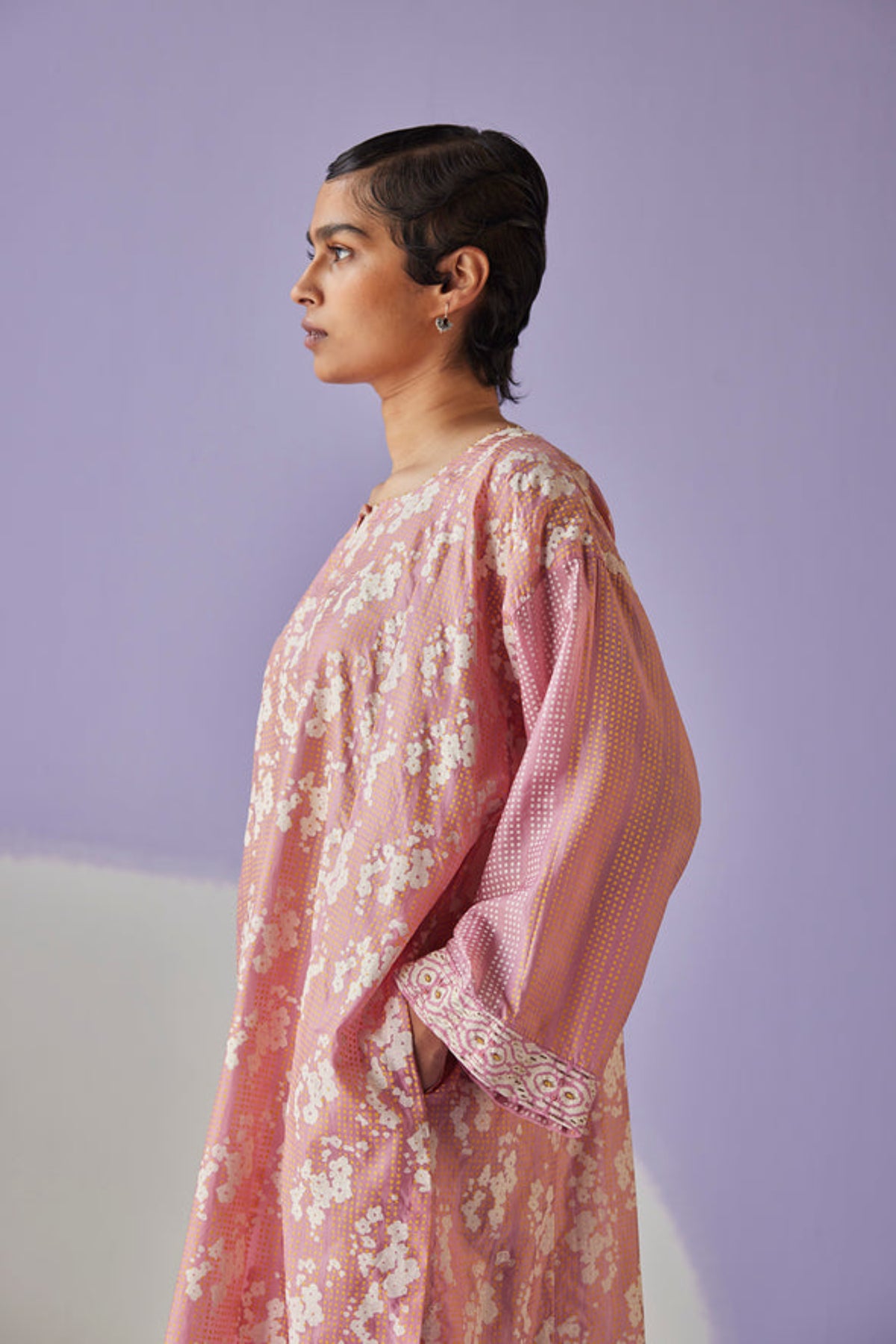 Pink Block Printed Kurta Set