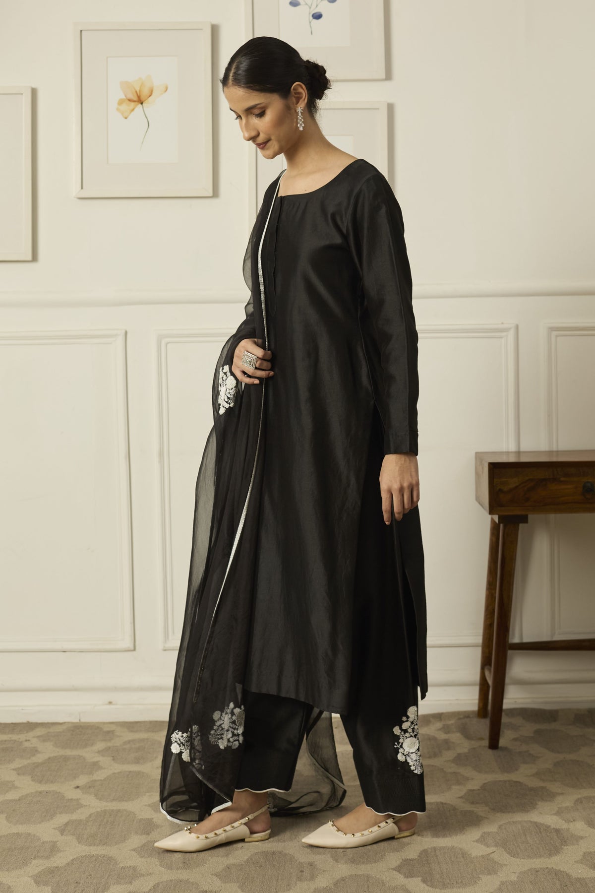 Black Reet Kurta Set