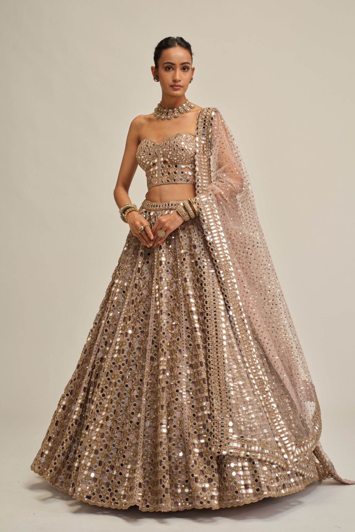 Ash Pink Dense Lehenga Set