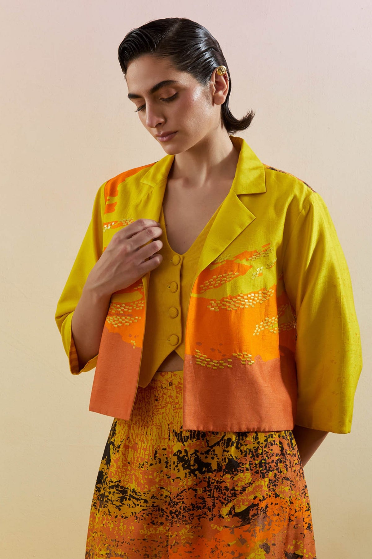 Gliss Yellow & Orange Jacket Set