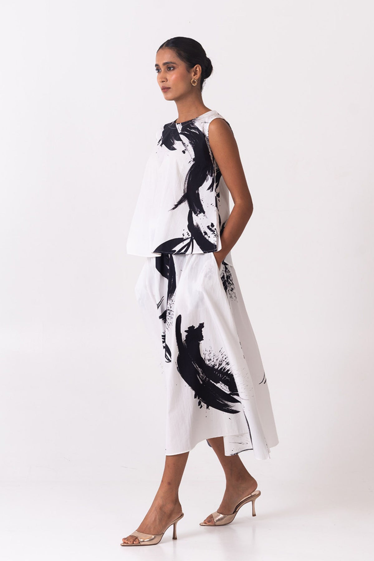 Fluid White Black Co-ord Set