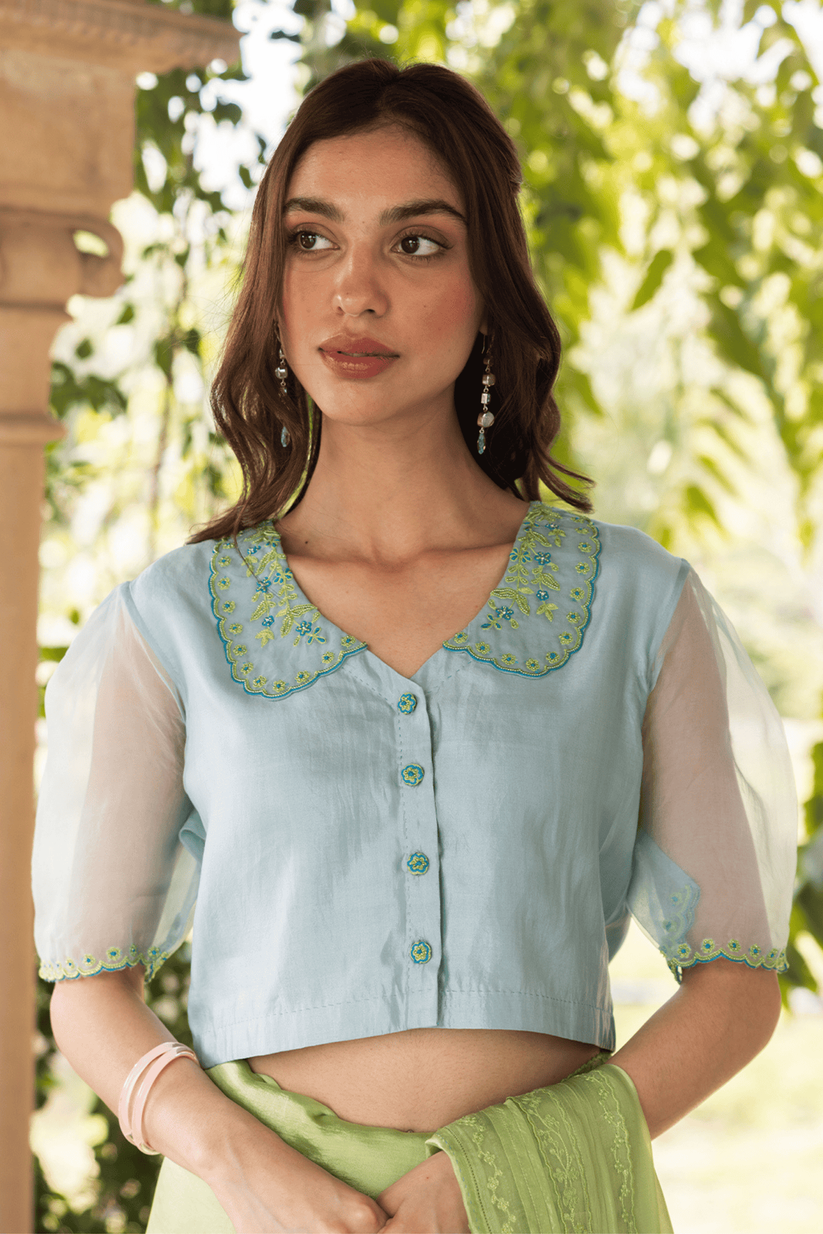 Sunlit Morning Embroidered Blue Blouse