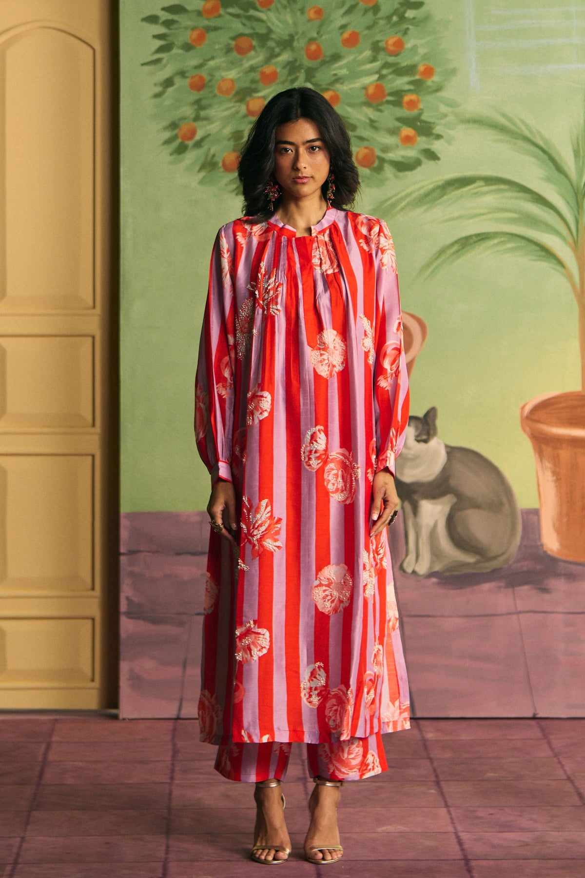 Lavender Red Rhythm Kurta Set