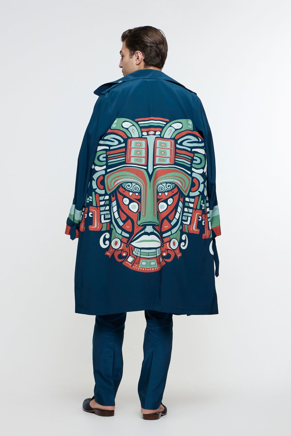 Midnight Blue Mask Trench Coat