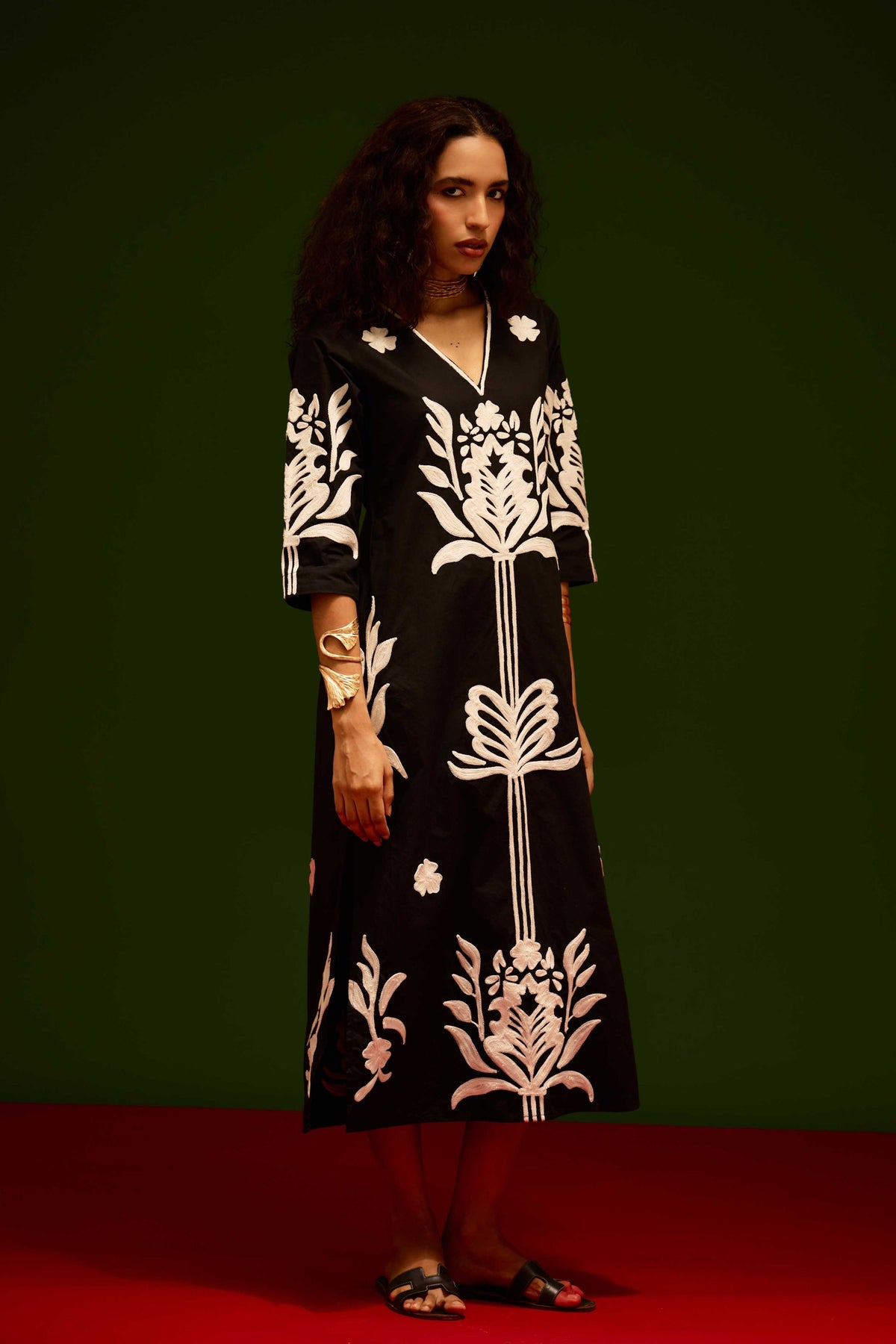 Ivory Tulip Black Dress
