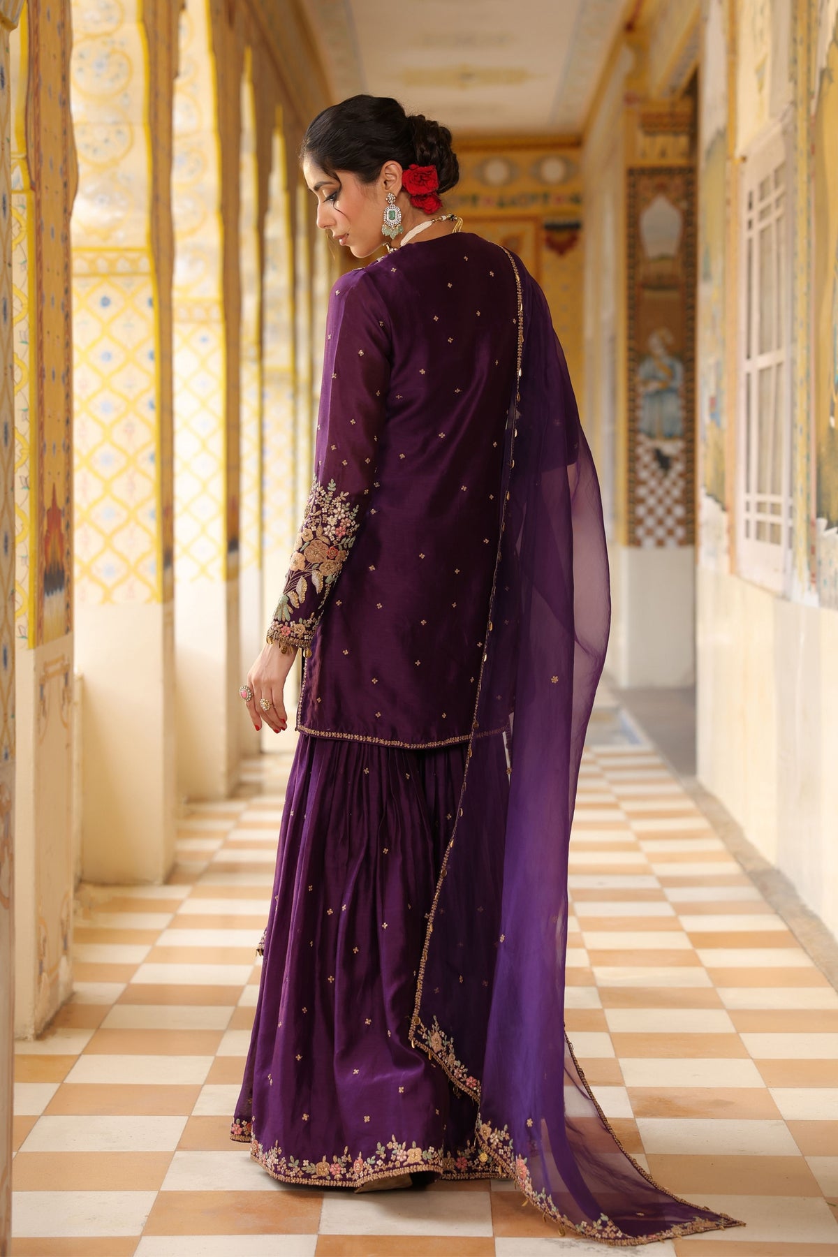 Ahista Purple Mayur Sharara Set