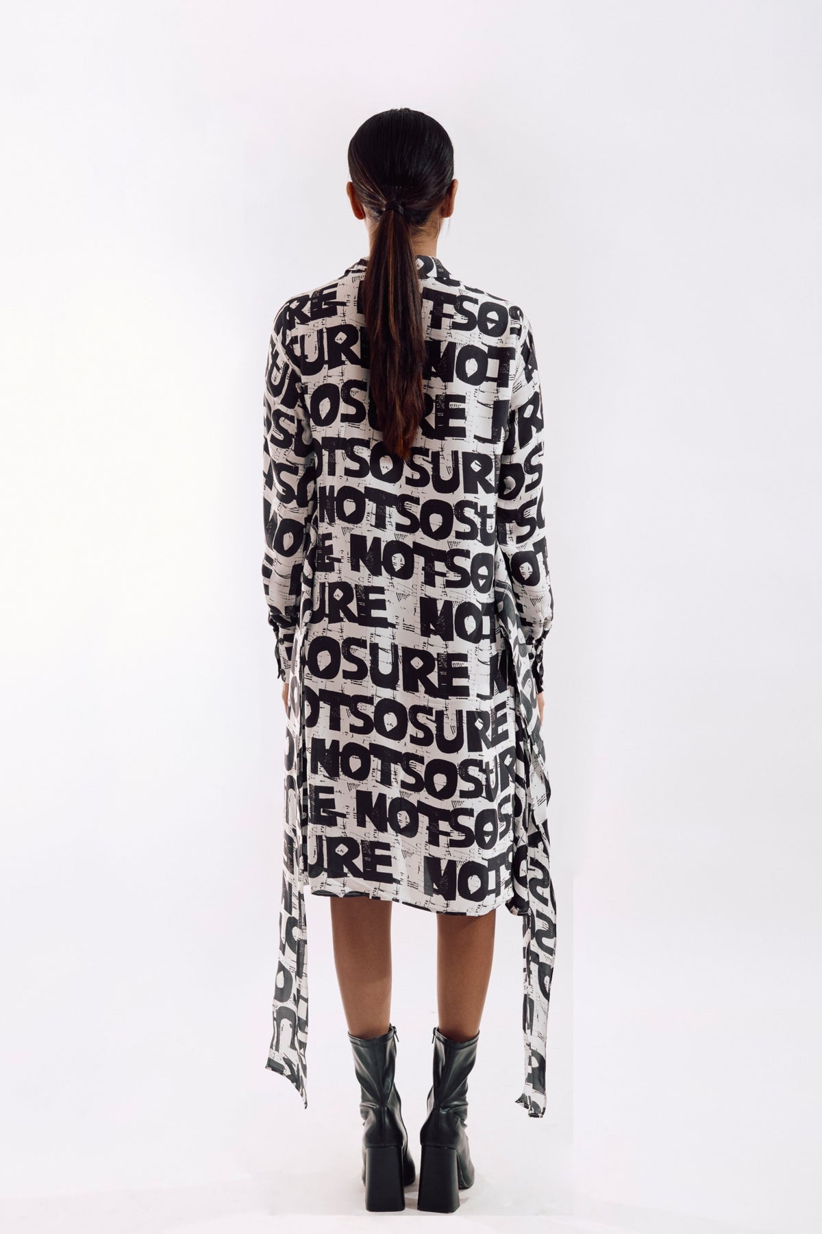 Black White Digital Print Dress