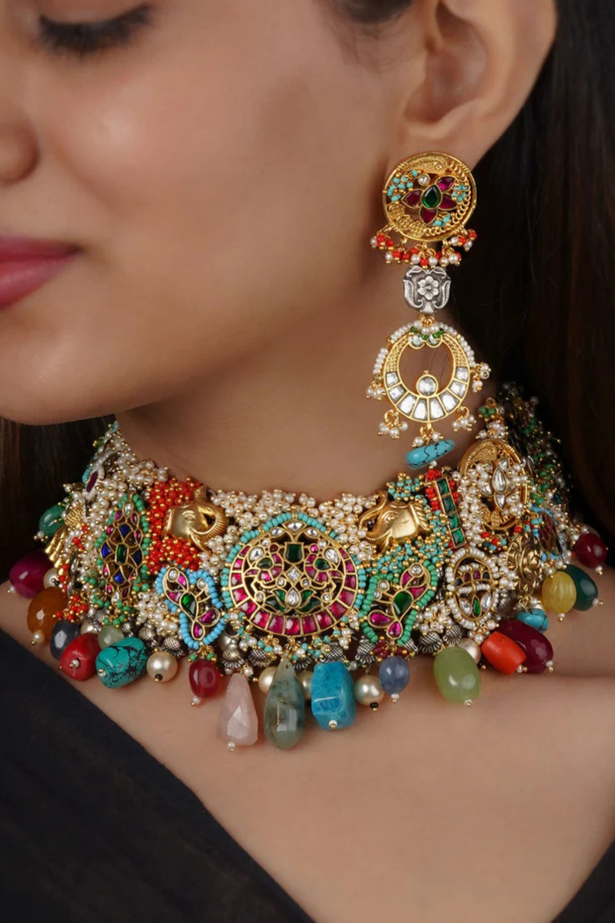 Multicolor Tribal Necklace Set