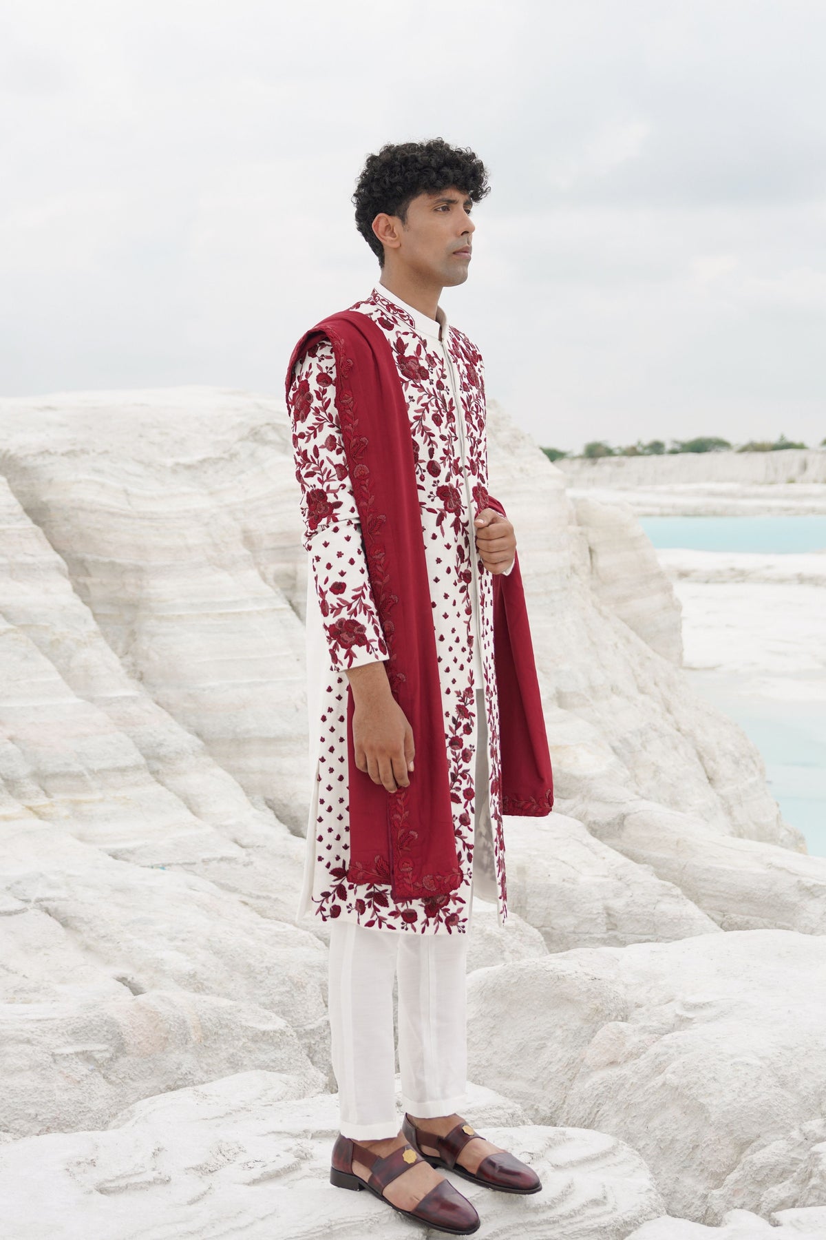 White Sherwani Set