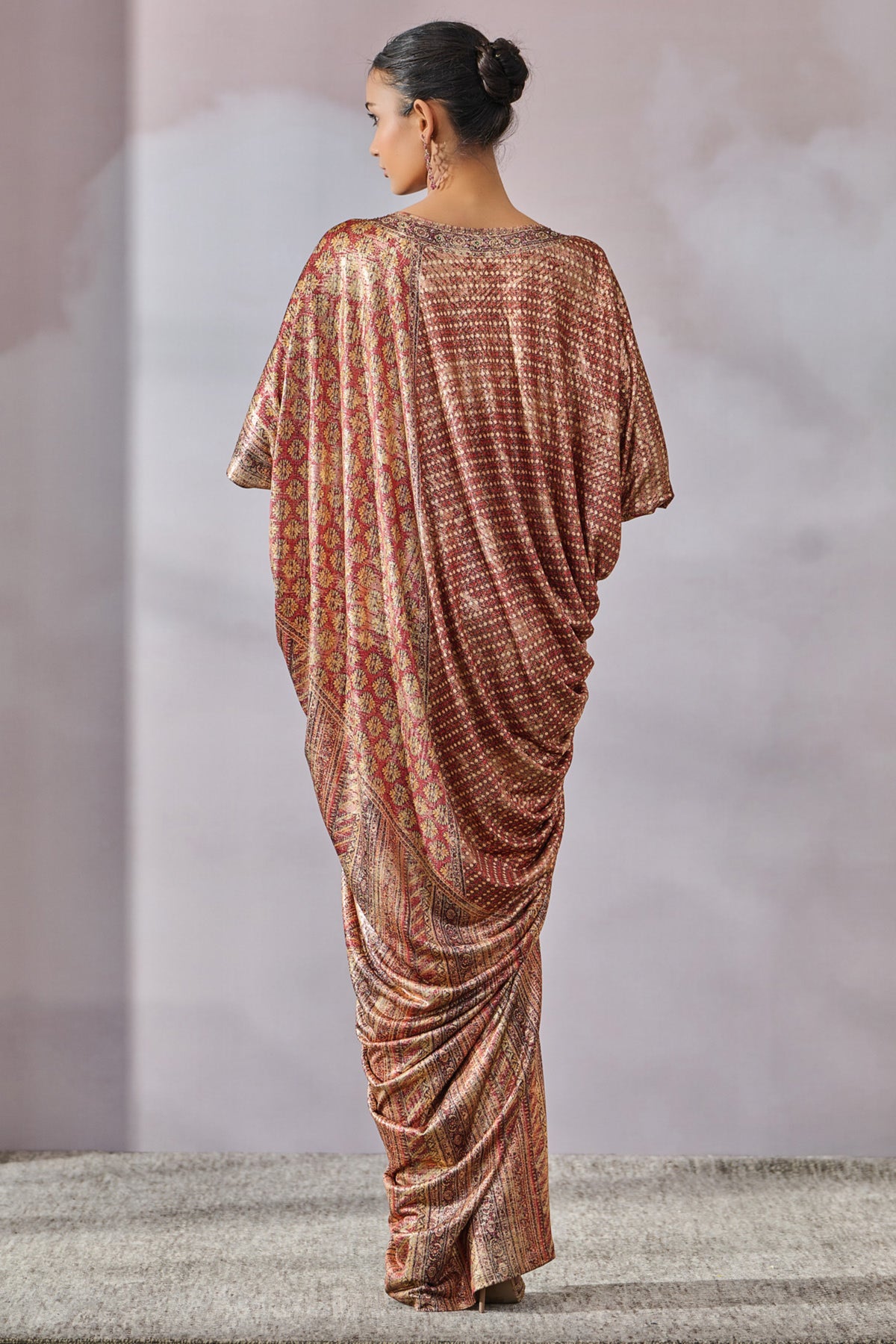 Phulkari Print Draped Kaftan
