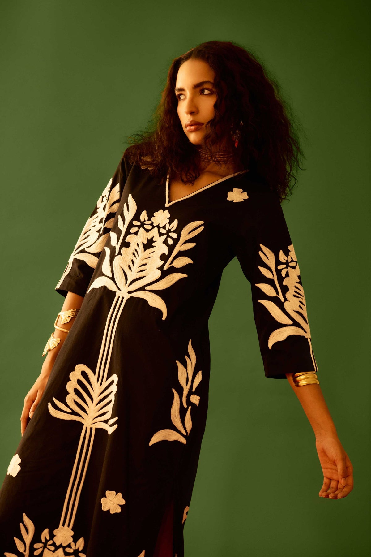 Ivory Tulip Black Dress
