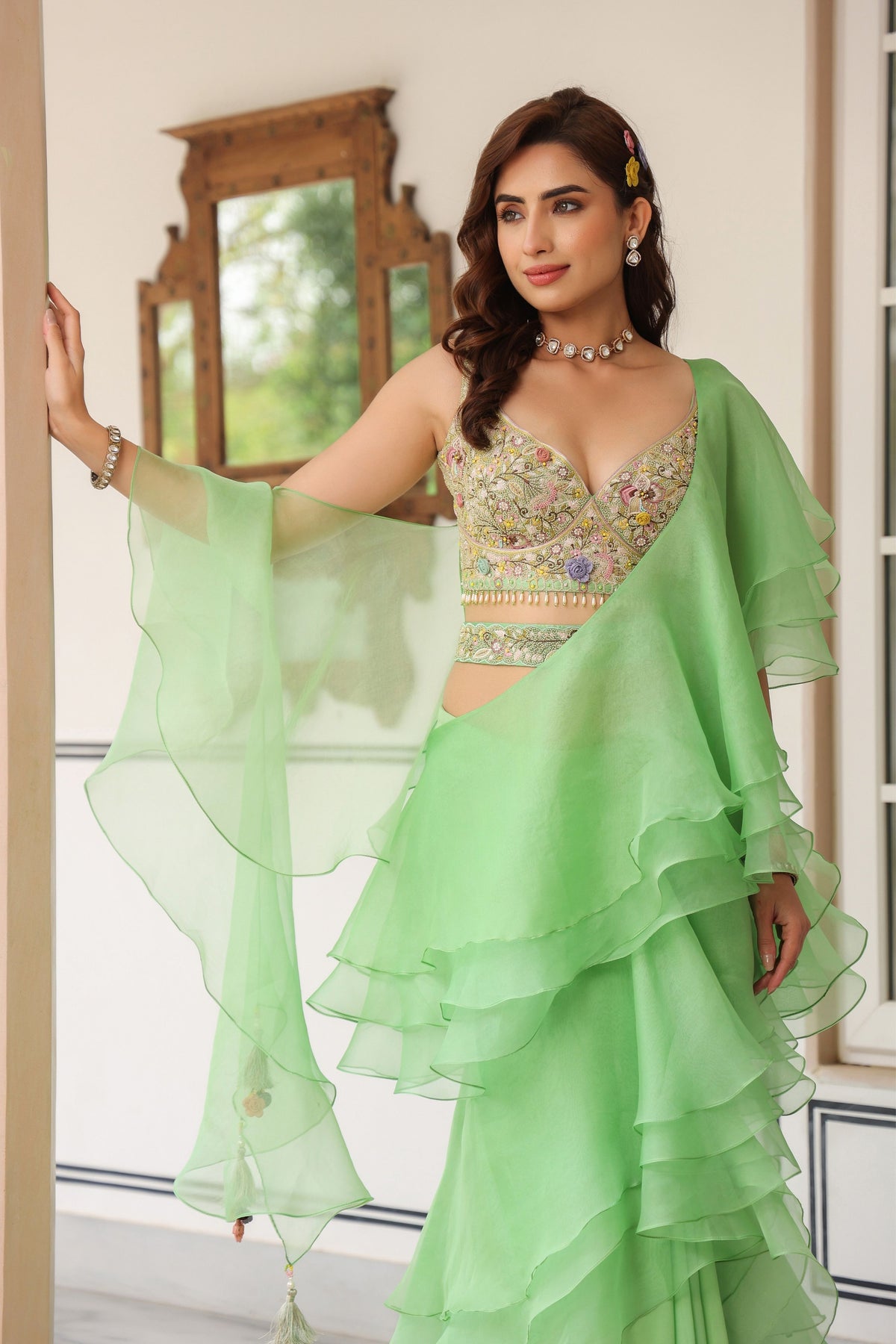 Gulzar Ruffle Saree Set