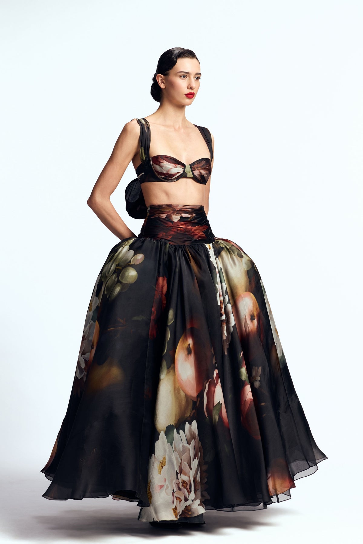 Draped Bustier With Waisted Skirt