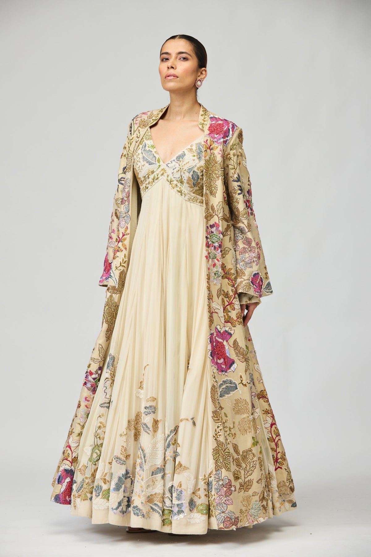 Ivory Thread Work Anarkali Set