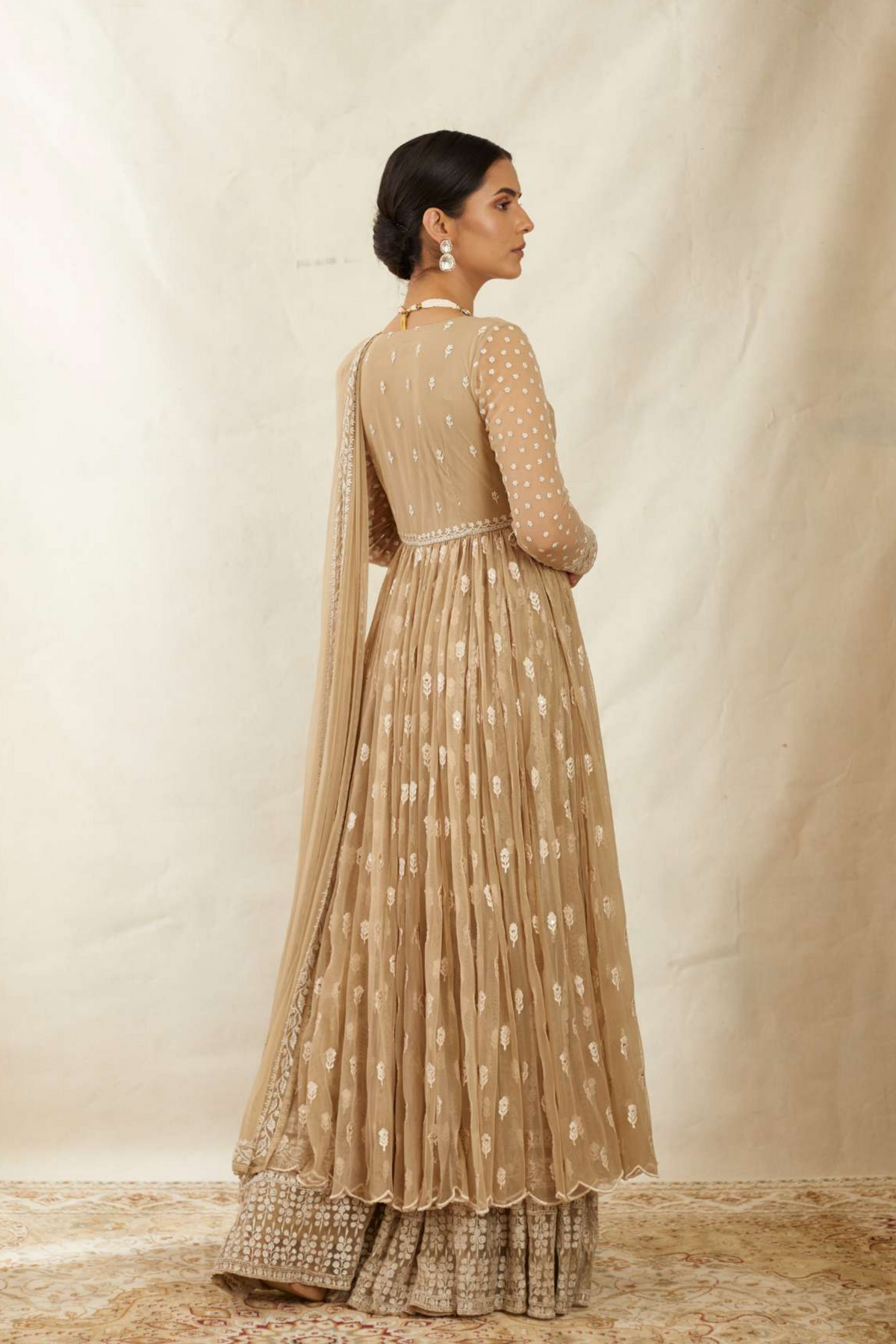 Beige and Cream Kurta With Sharara Set
