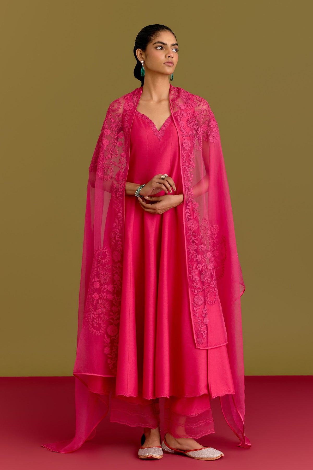 Fuchsia Anarkali Set