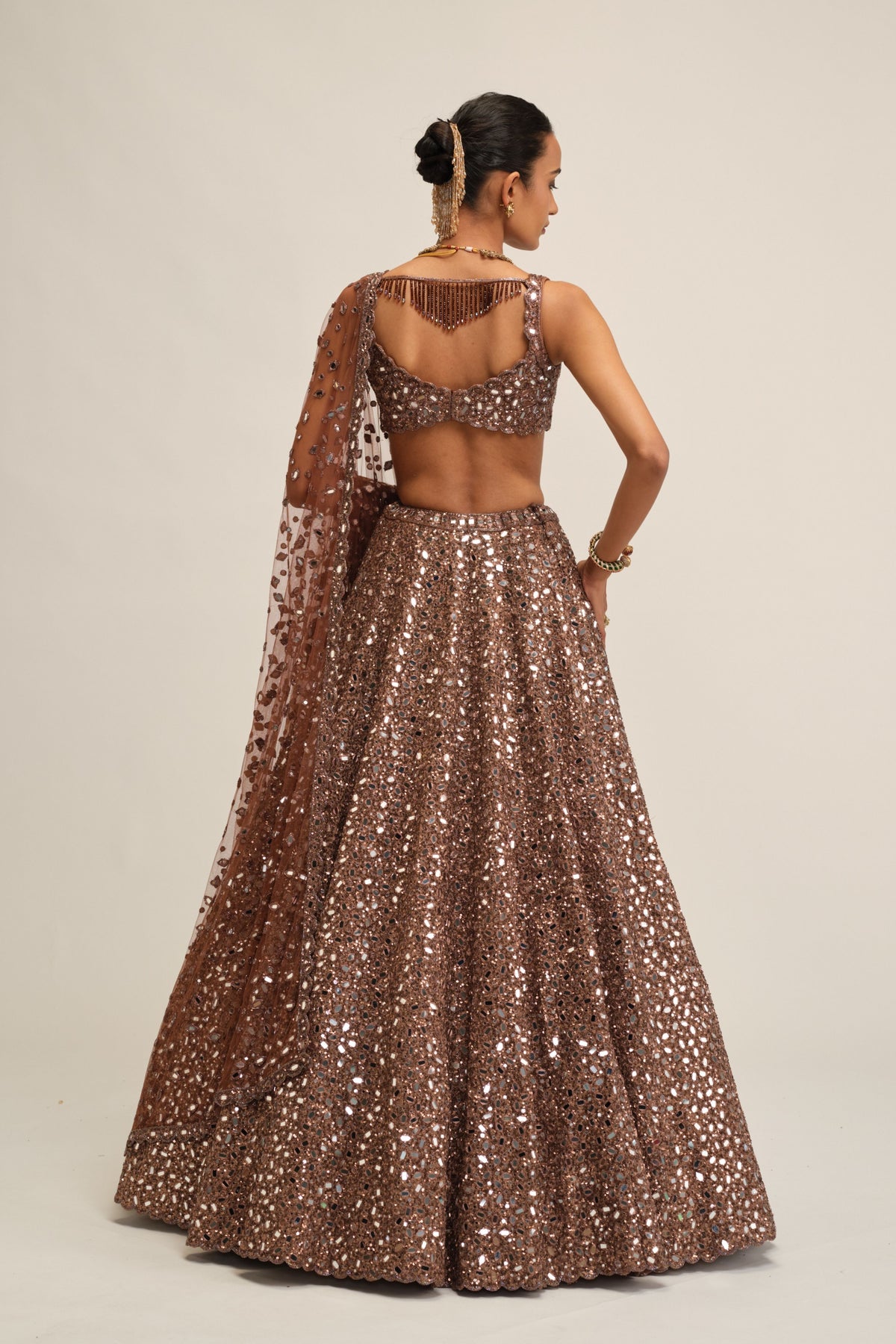 Beige Mirror Lehenga Set