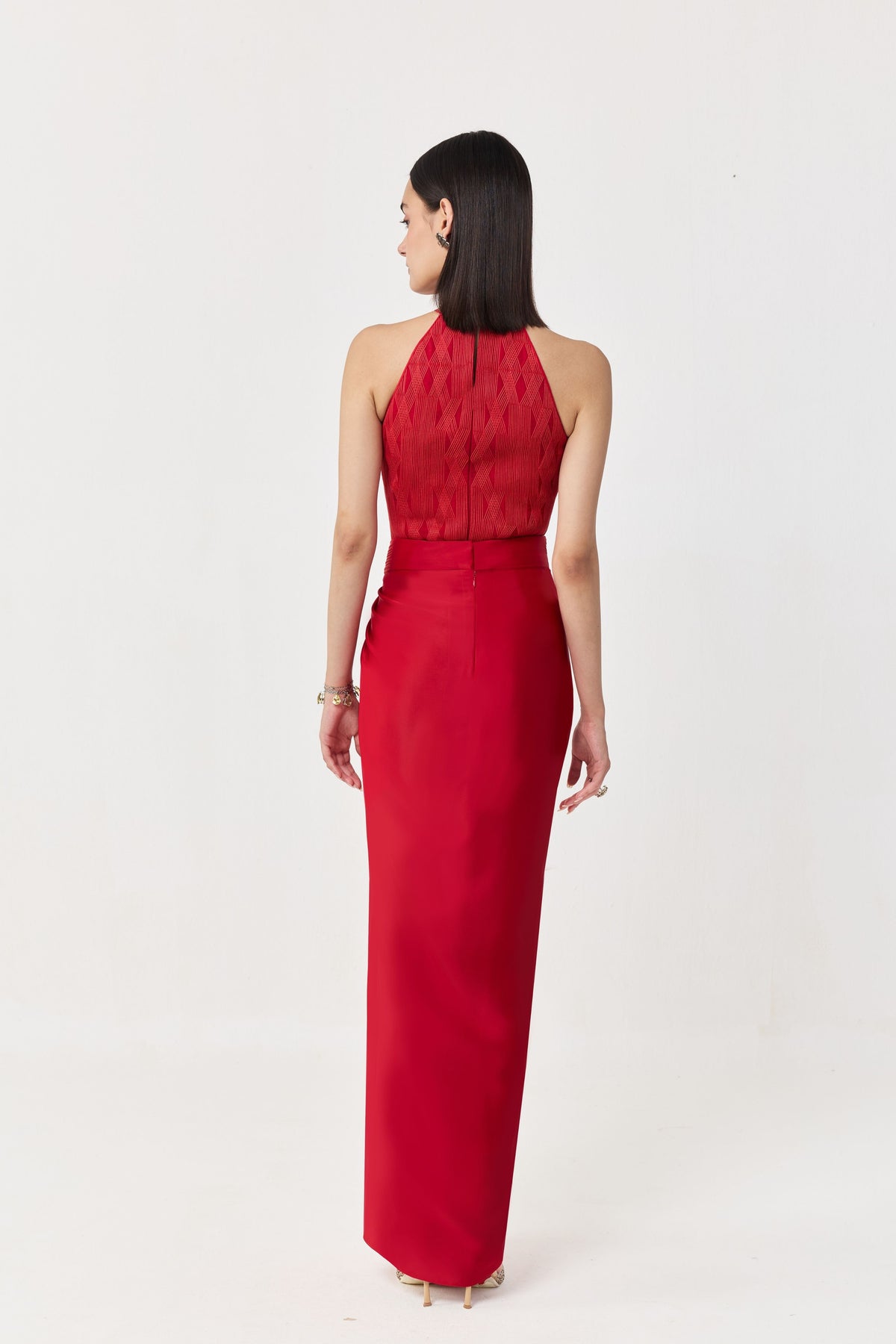 Entwined Corded Red Halter Top