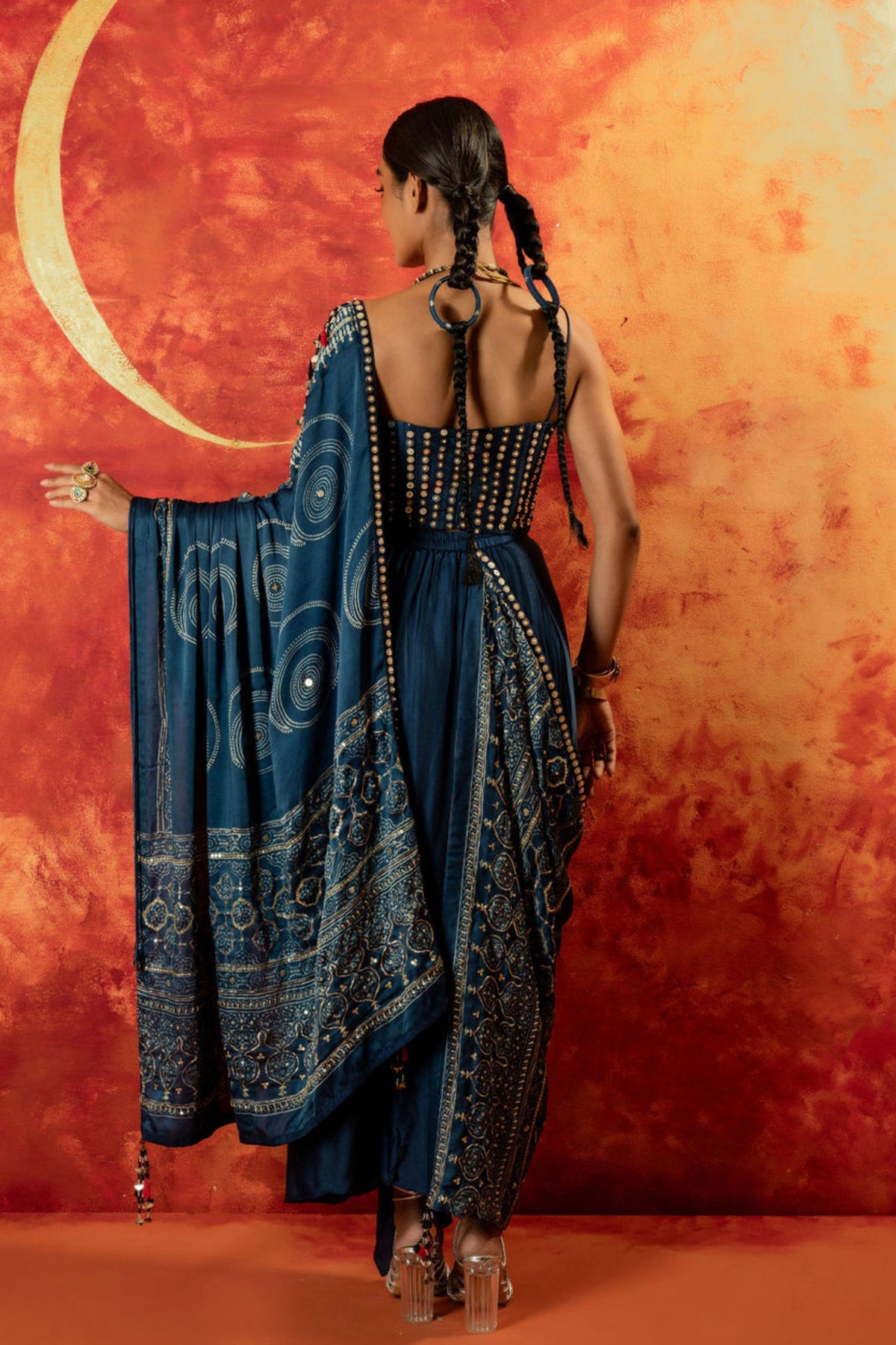 Luna Ajrakh Corset Skirt Set