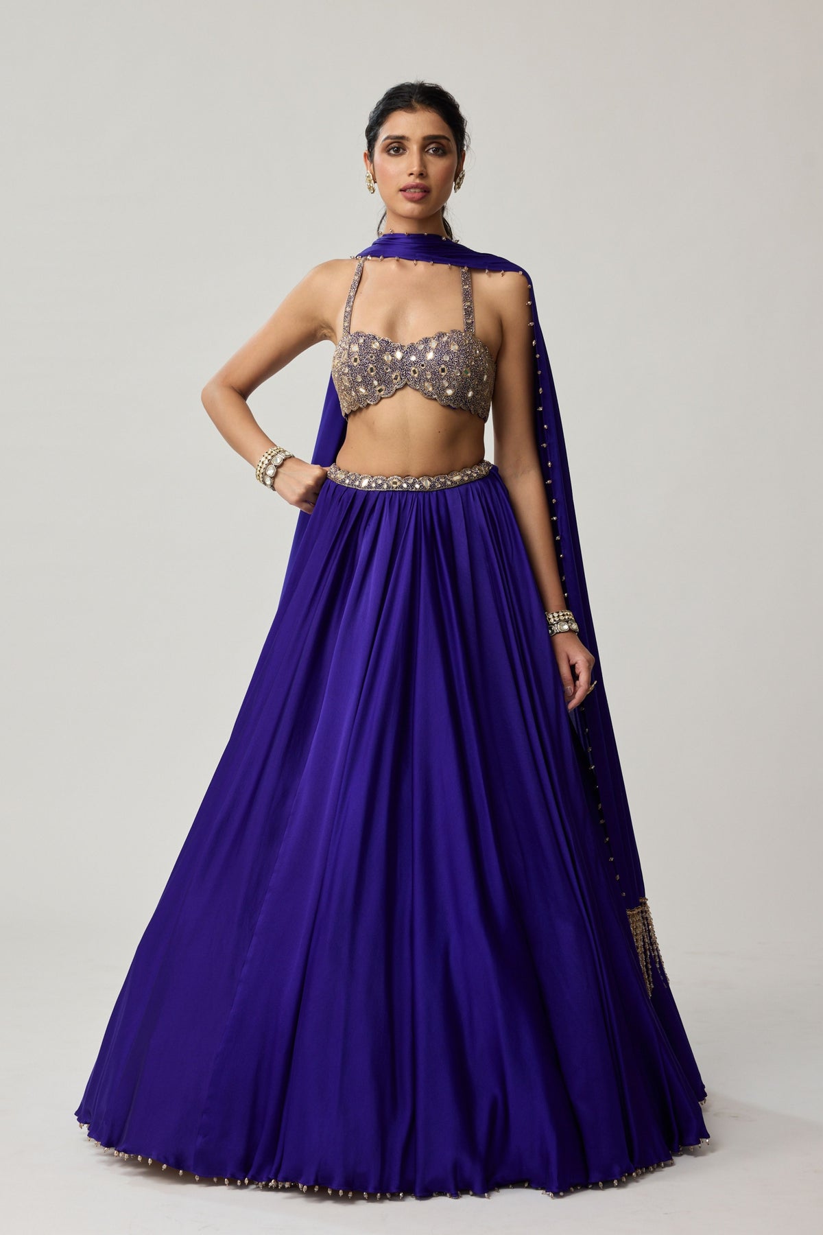 Persian Blue Mirror Lehenga Set