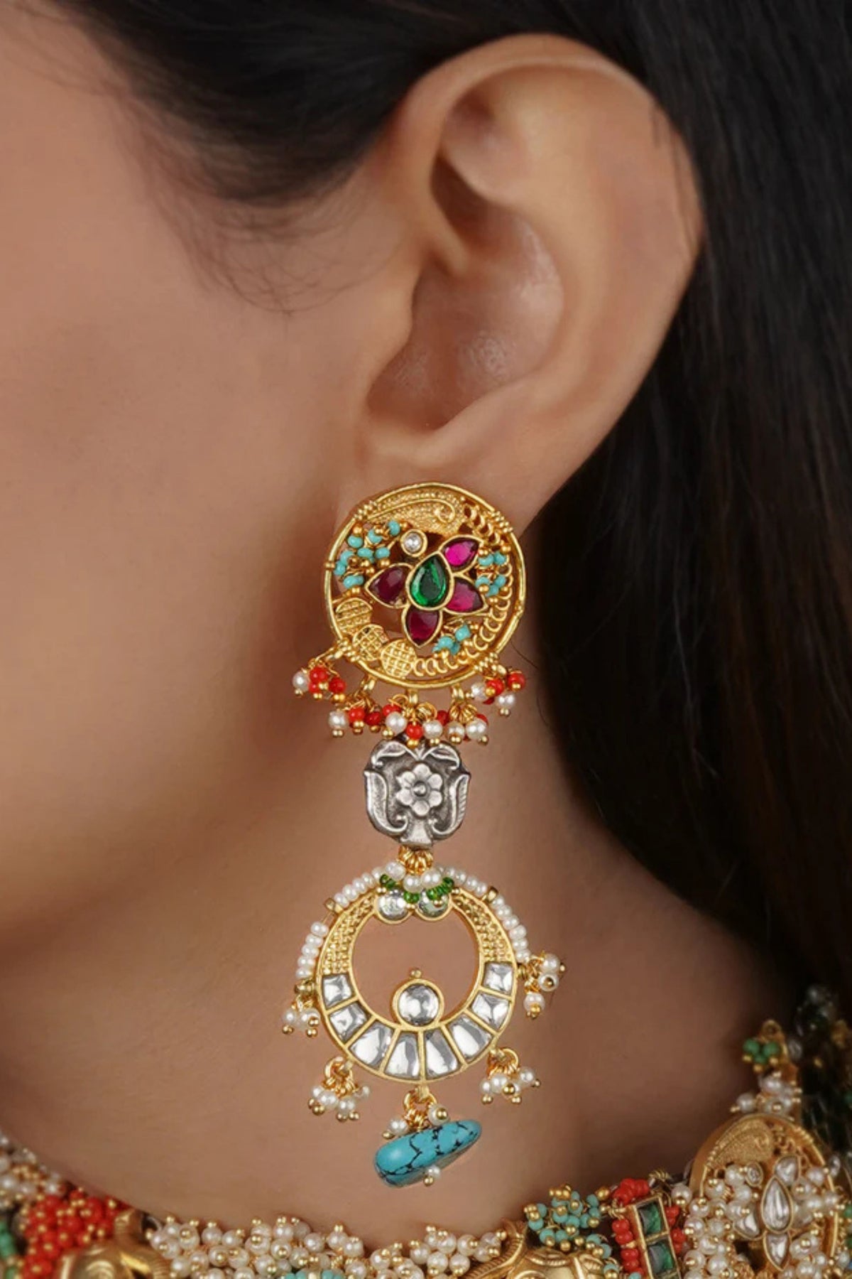 Multicolor Tribal Necklace Set