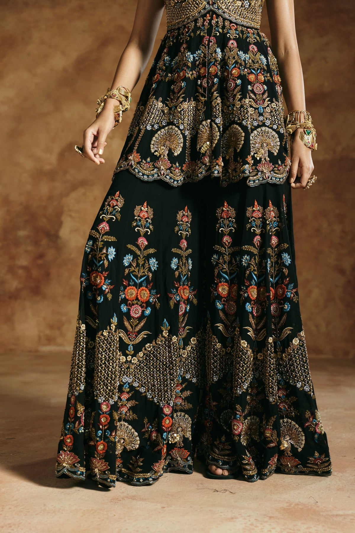 Sindh Zardozi Peplum Sharara Set