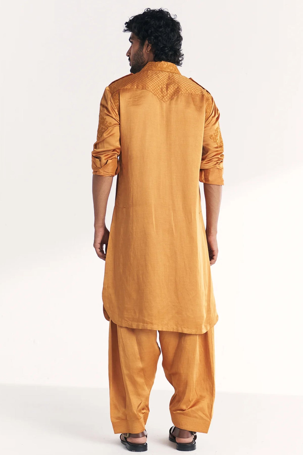 Nazir Mustard Pathani Kurta Set