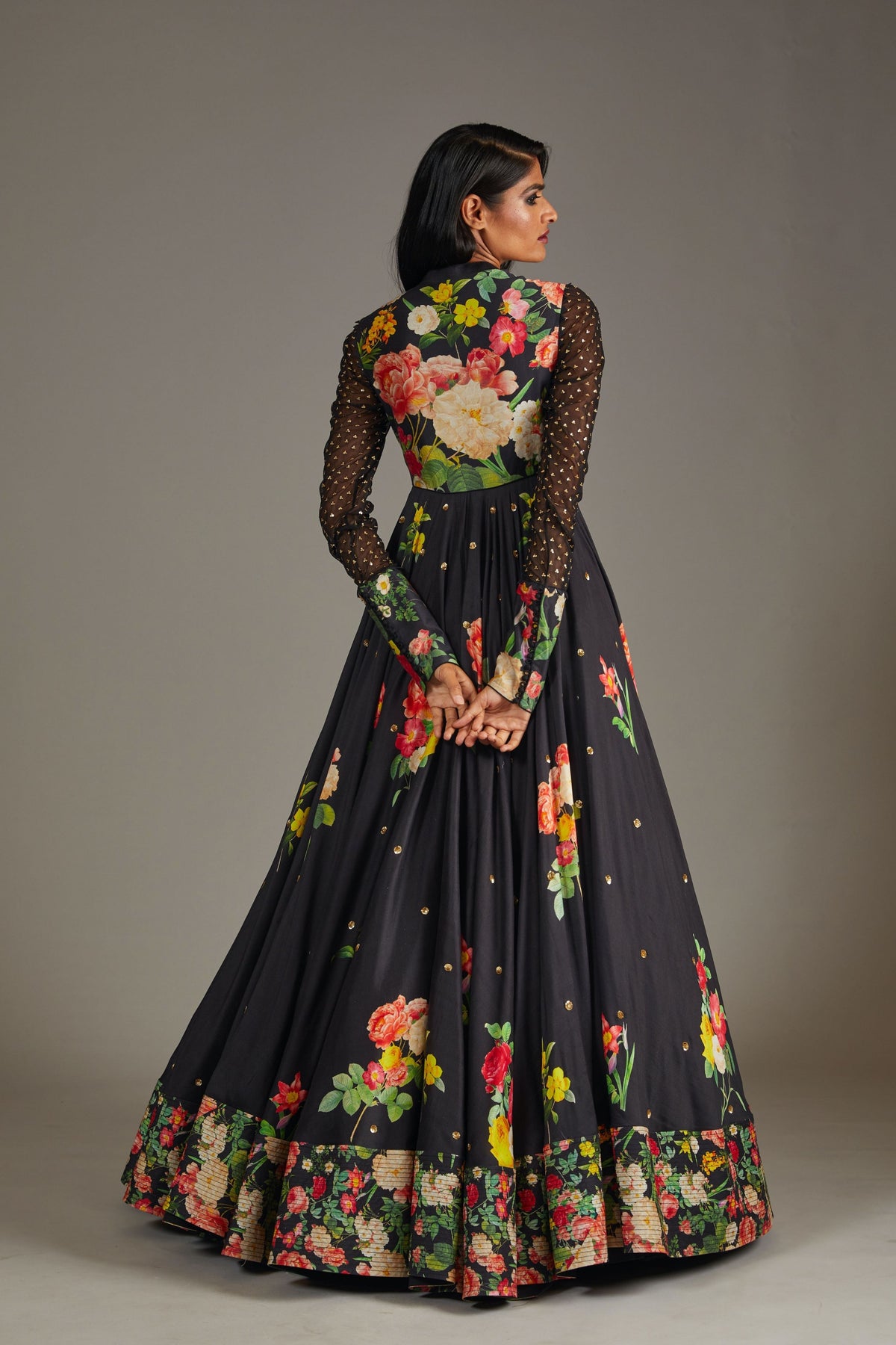 Chanderi Black Anarkali Set