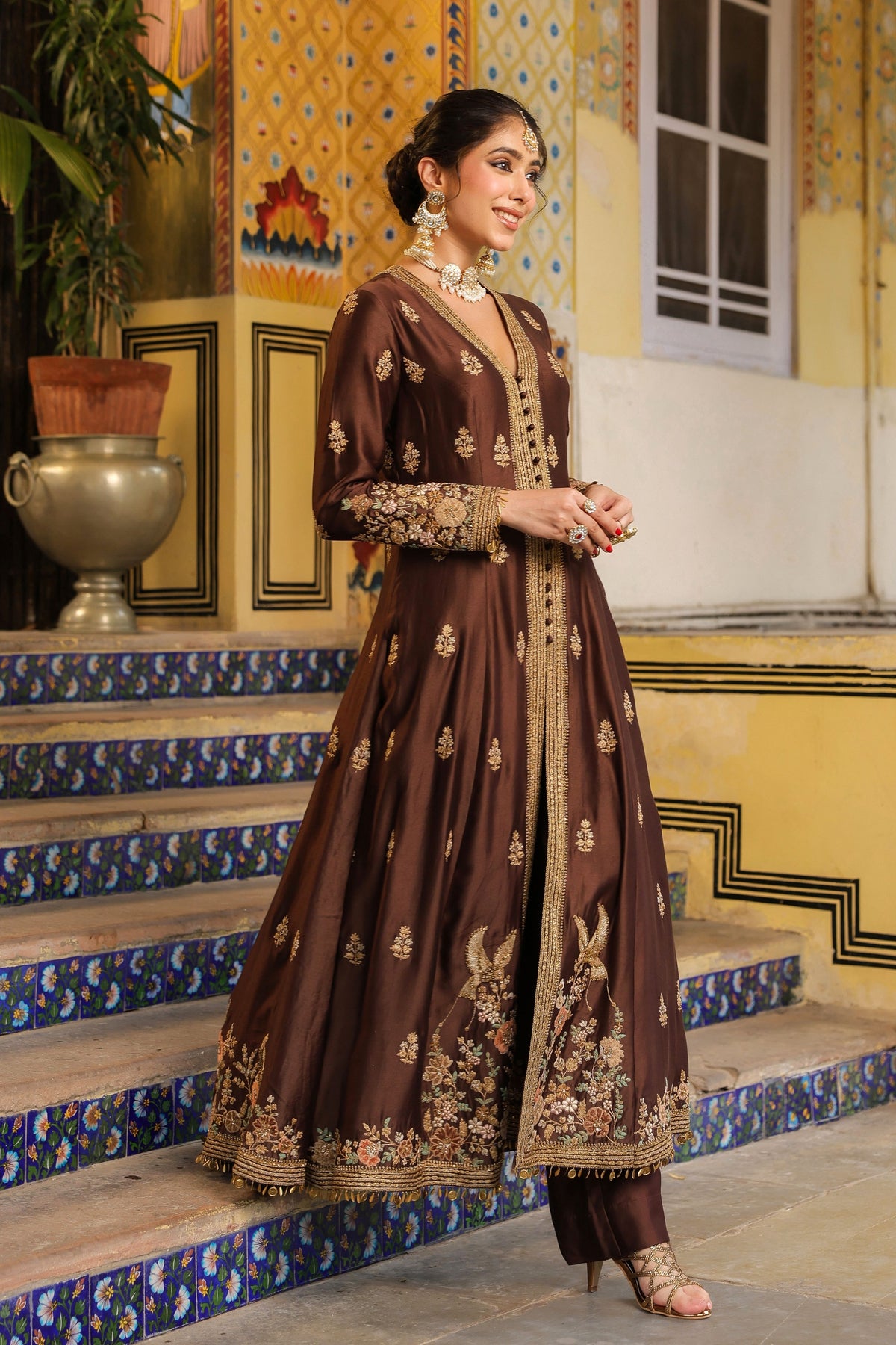 Ahista Brown Anarkali Set