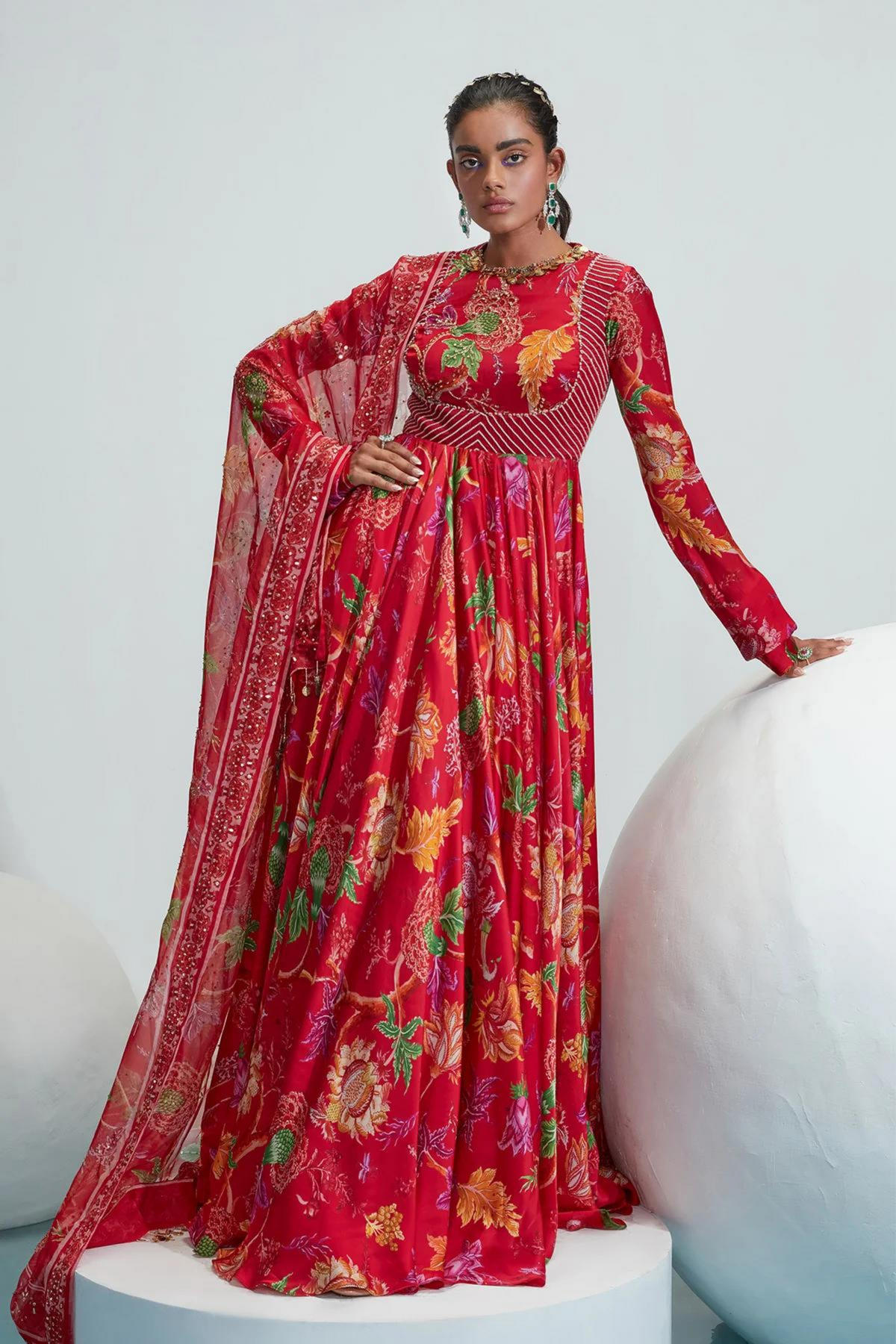 Zayna Red Embroidered Lehenga Set
