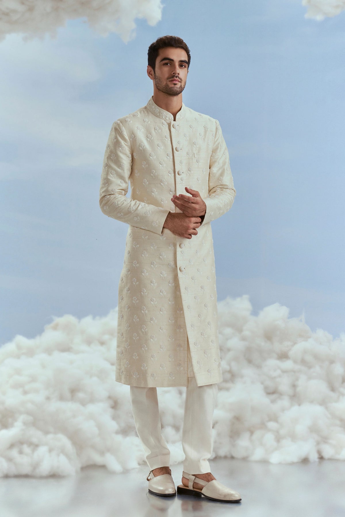 Nawab Pearl Boota Sherwani Set