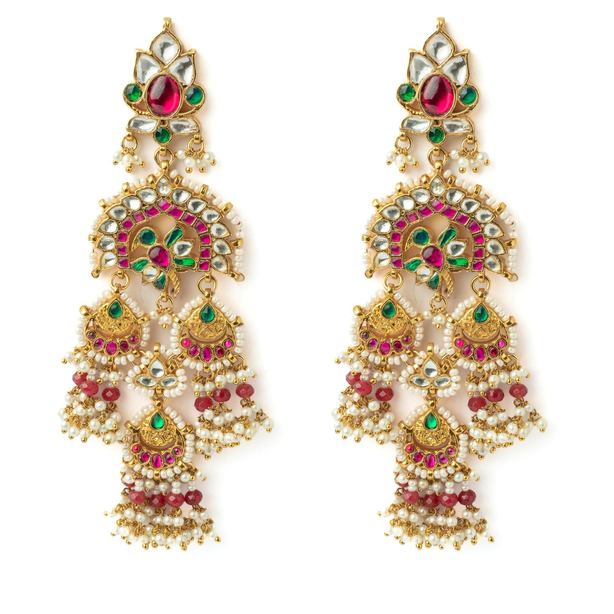 Gold Plated Red Womens Earrings