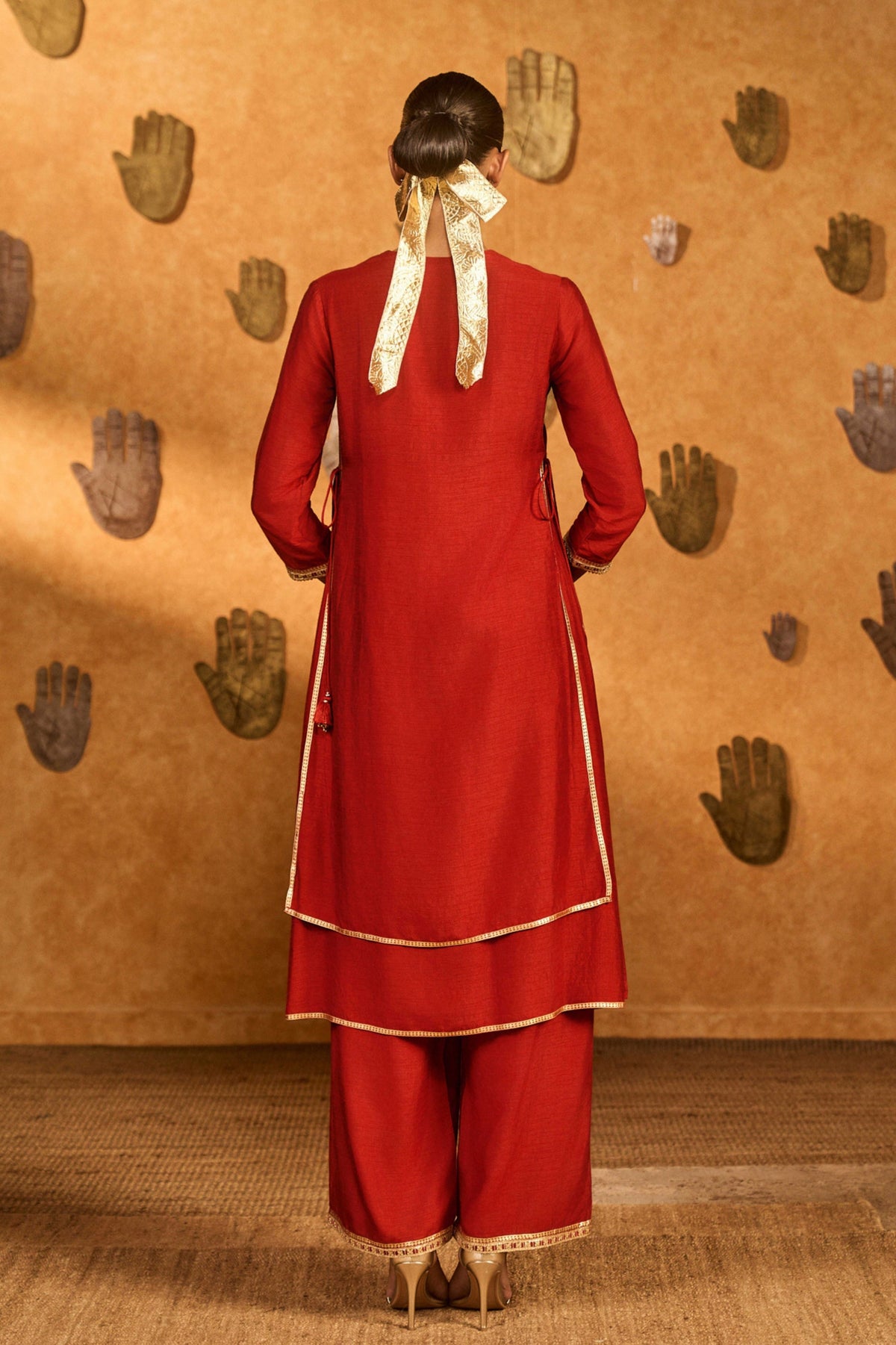 Red Mandarin Kurta Set