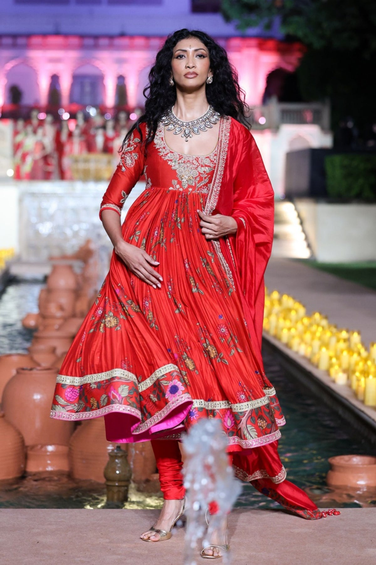 Surkh Laal Marodi Anarkali Set