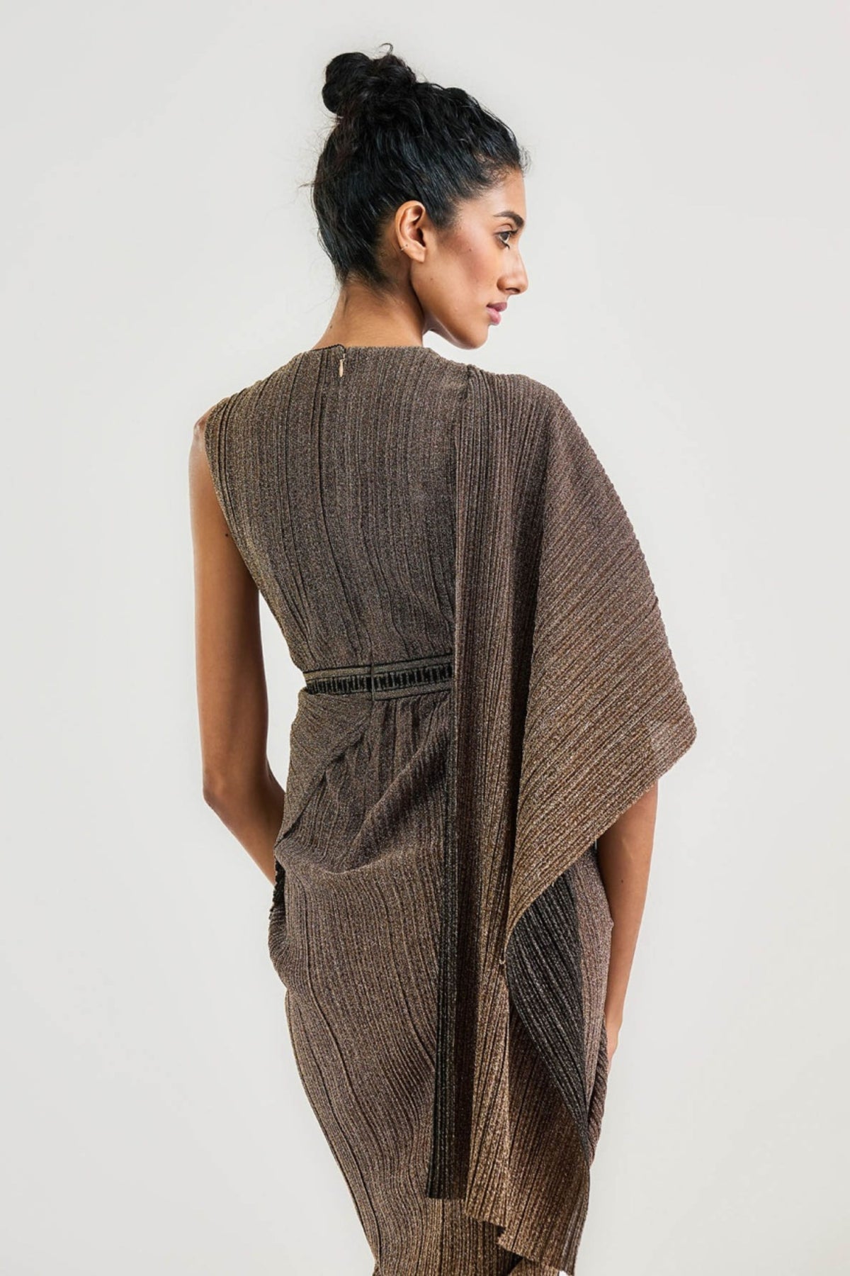 The Gold Crinkle Drape Dress