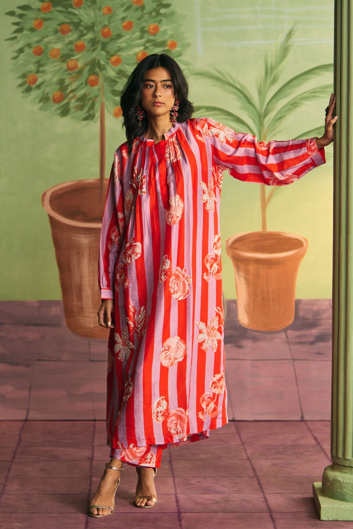 Lavender Red Rhythm Kurta Set