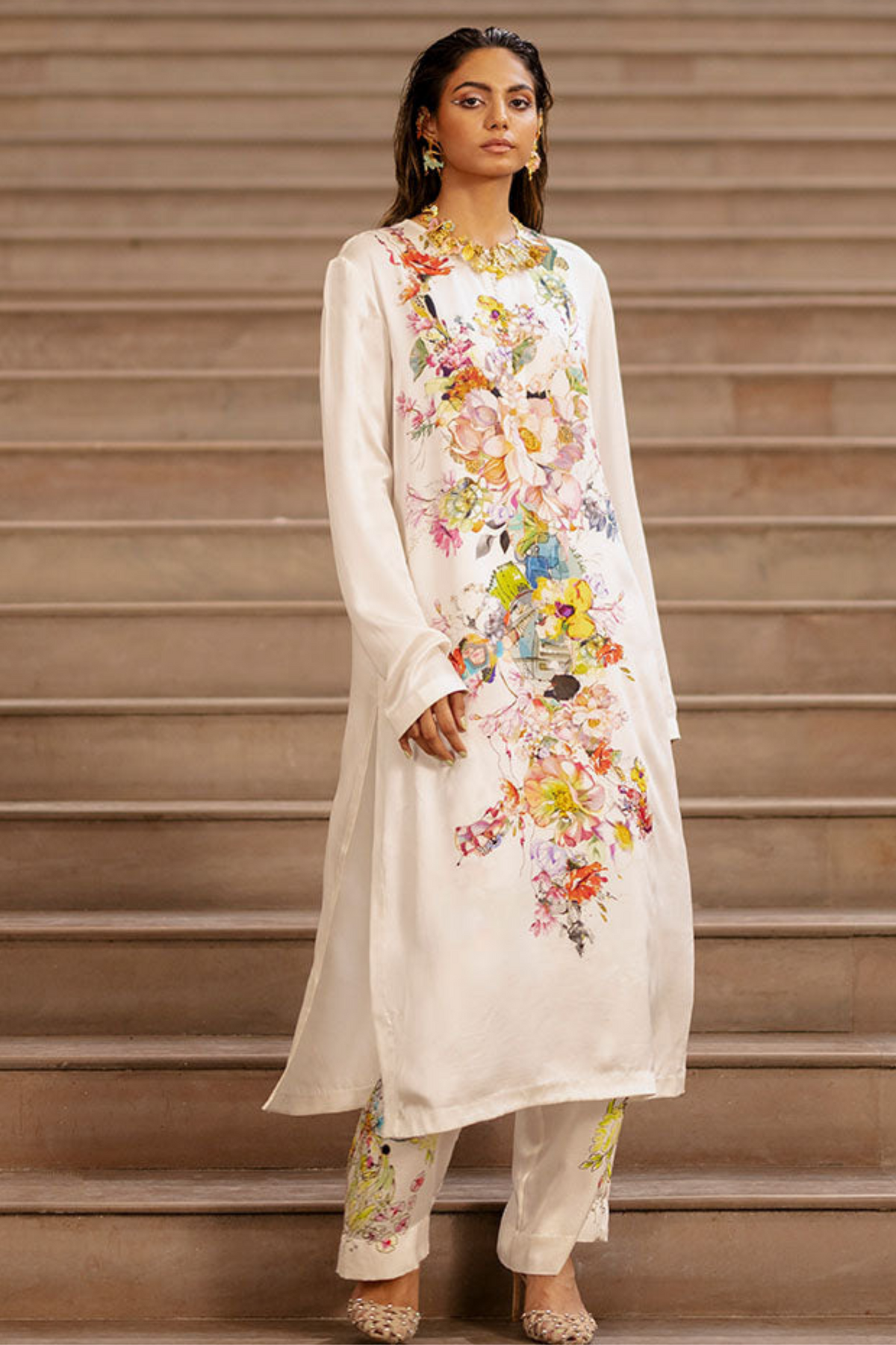 Floral Print Kurta With Trouser