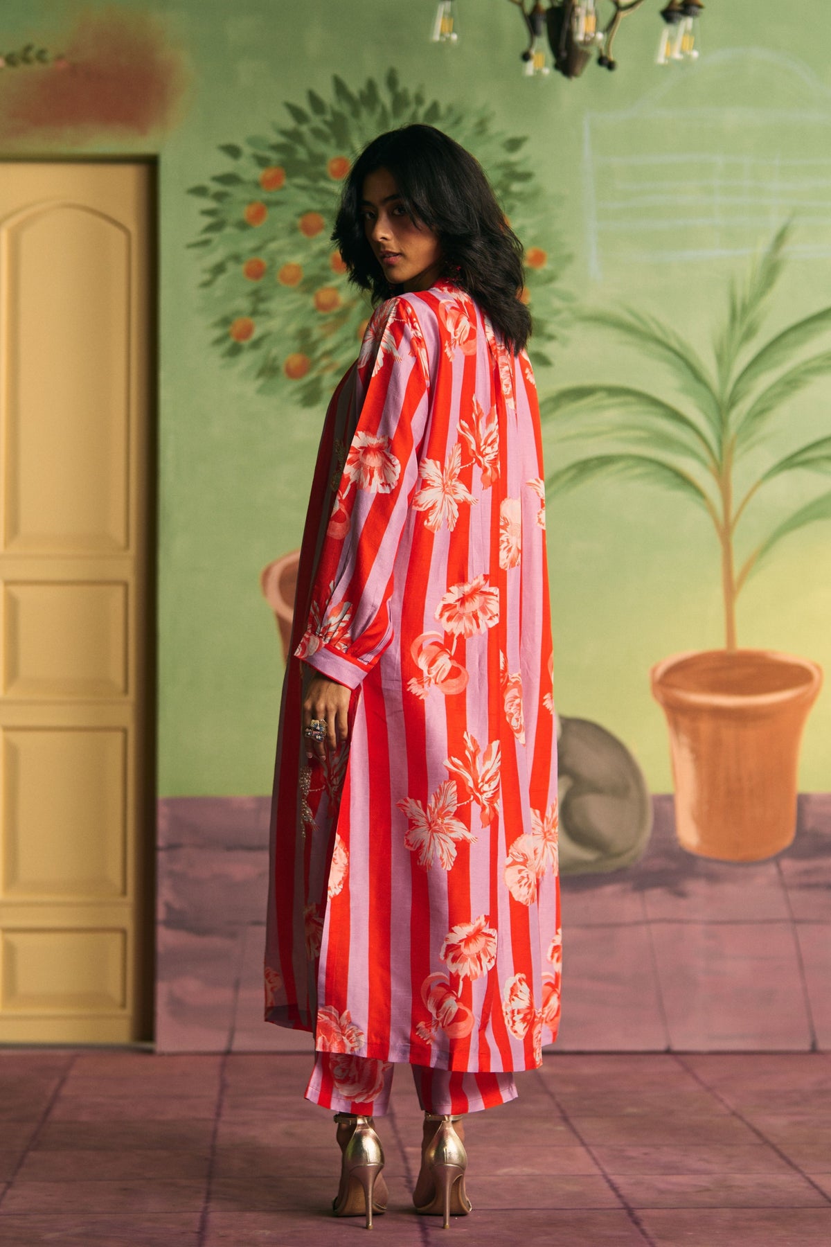 Lavender Red Rhythm Kurta Set