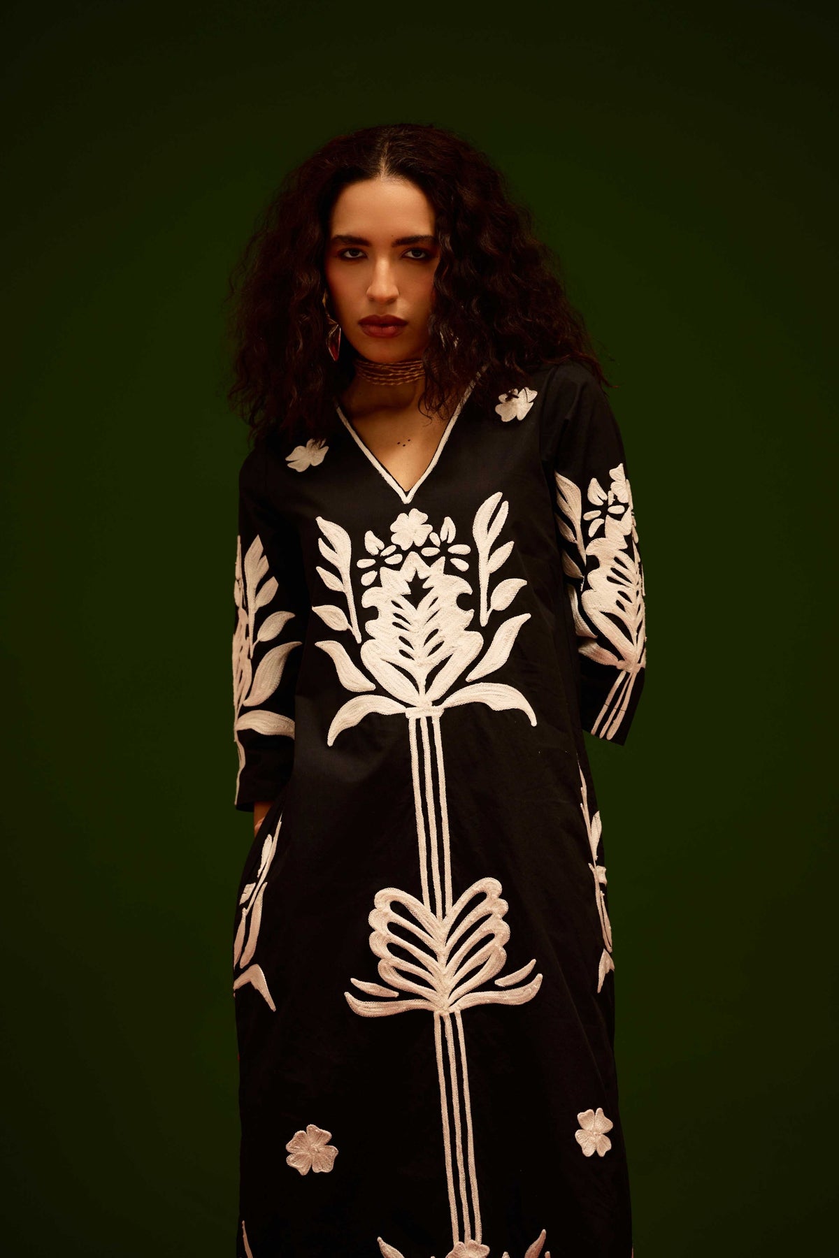 Ivory Tulip Black Dress